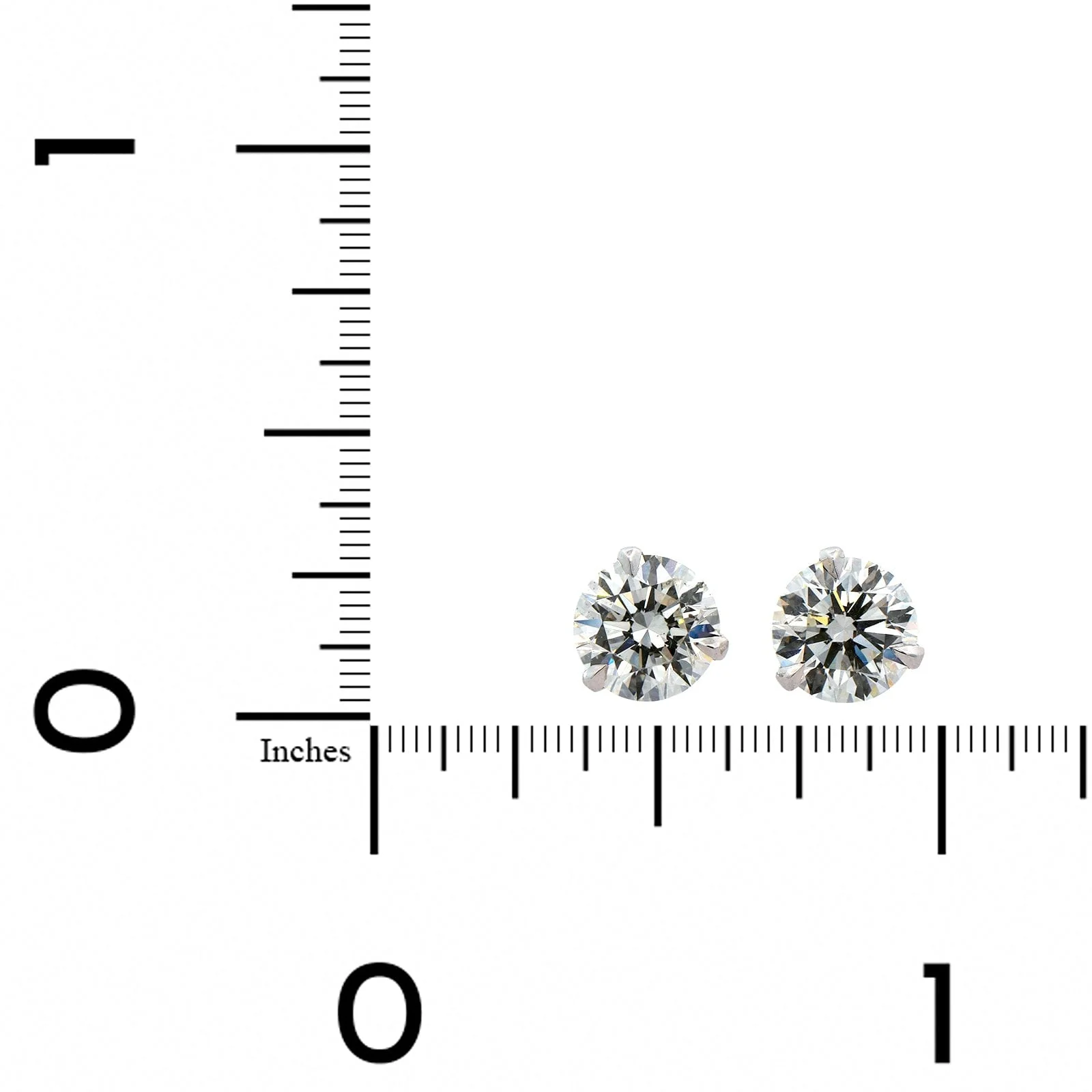 18K White Gold 3 Prong Diamond Stud Earrings - Image 2