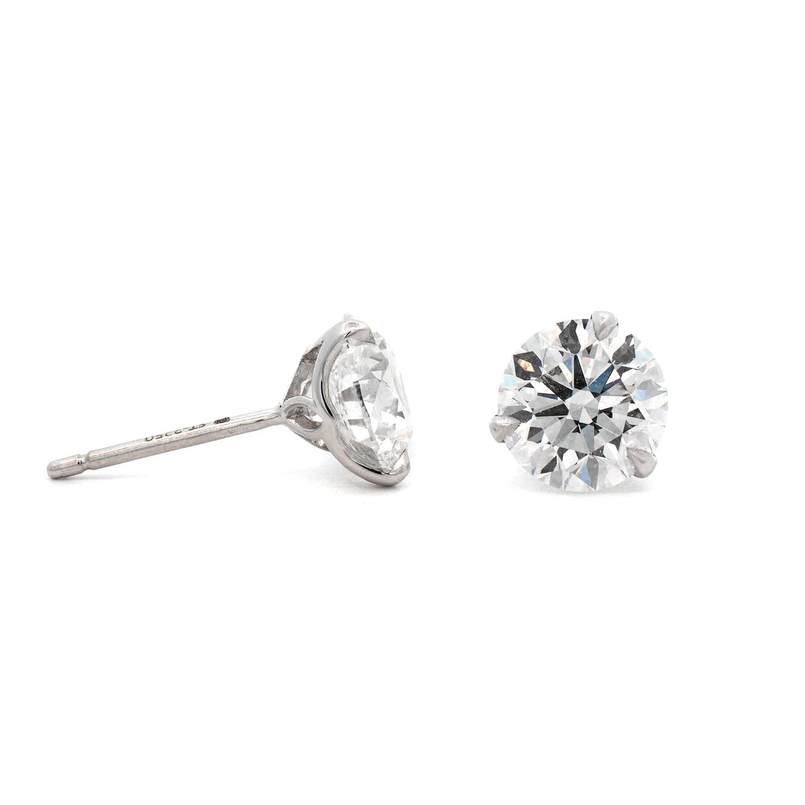 18K White Gold 3CTW Diamond Stud Earrings - Image 3