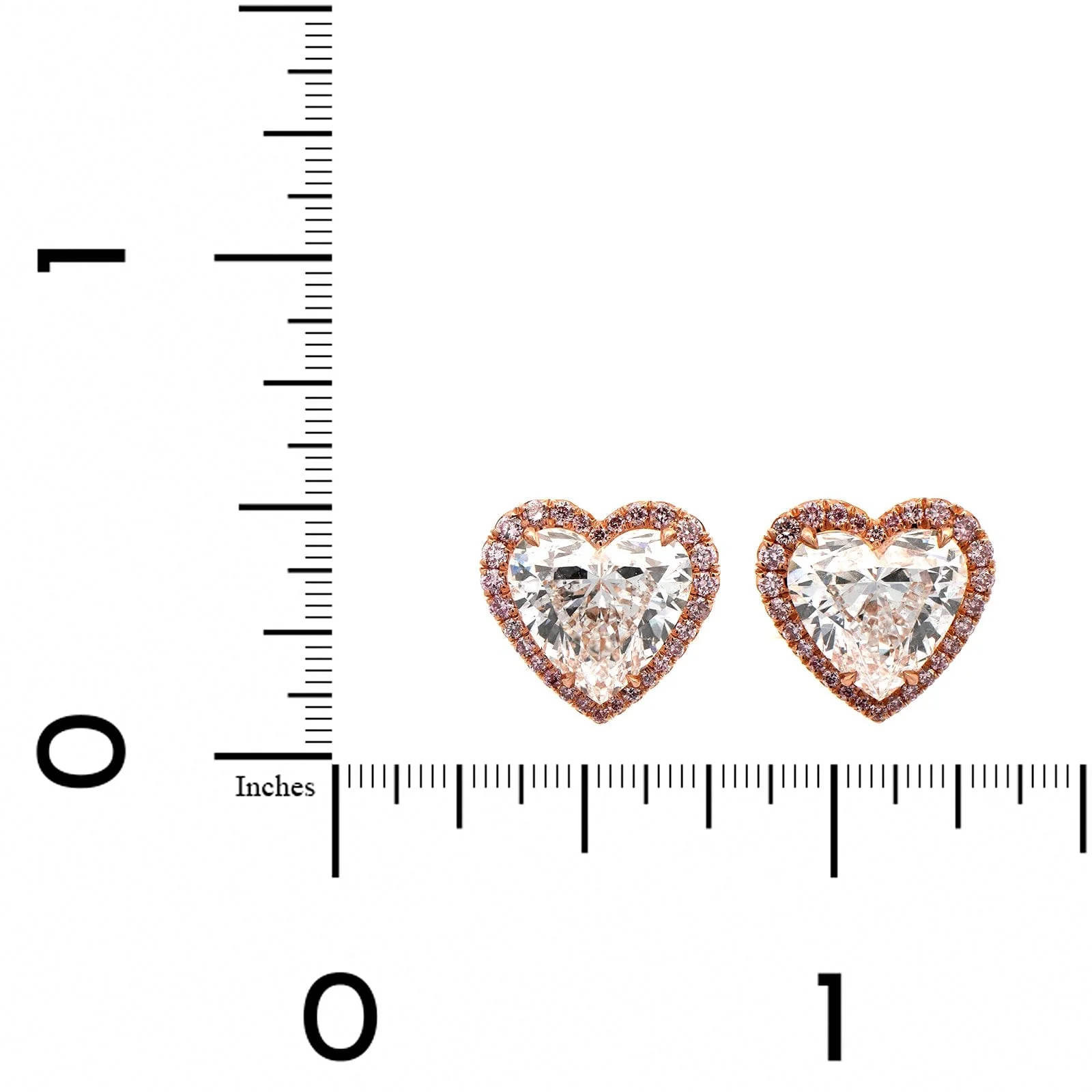 18K Rose Gold Heart Shaped Diamond Stud Earrings - Image 2