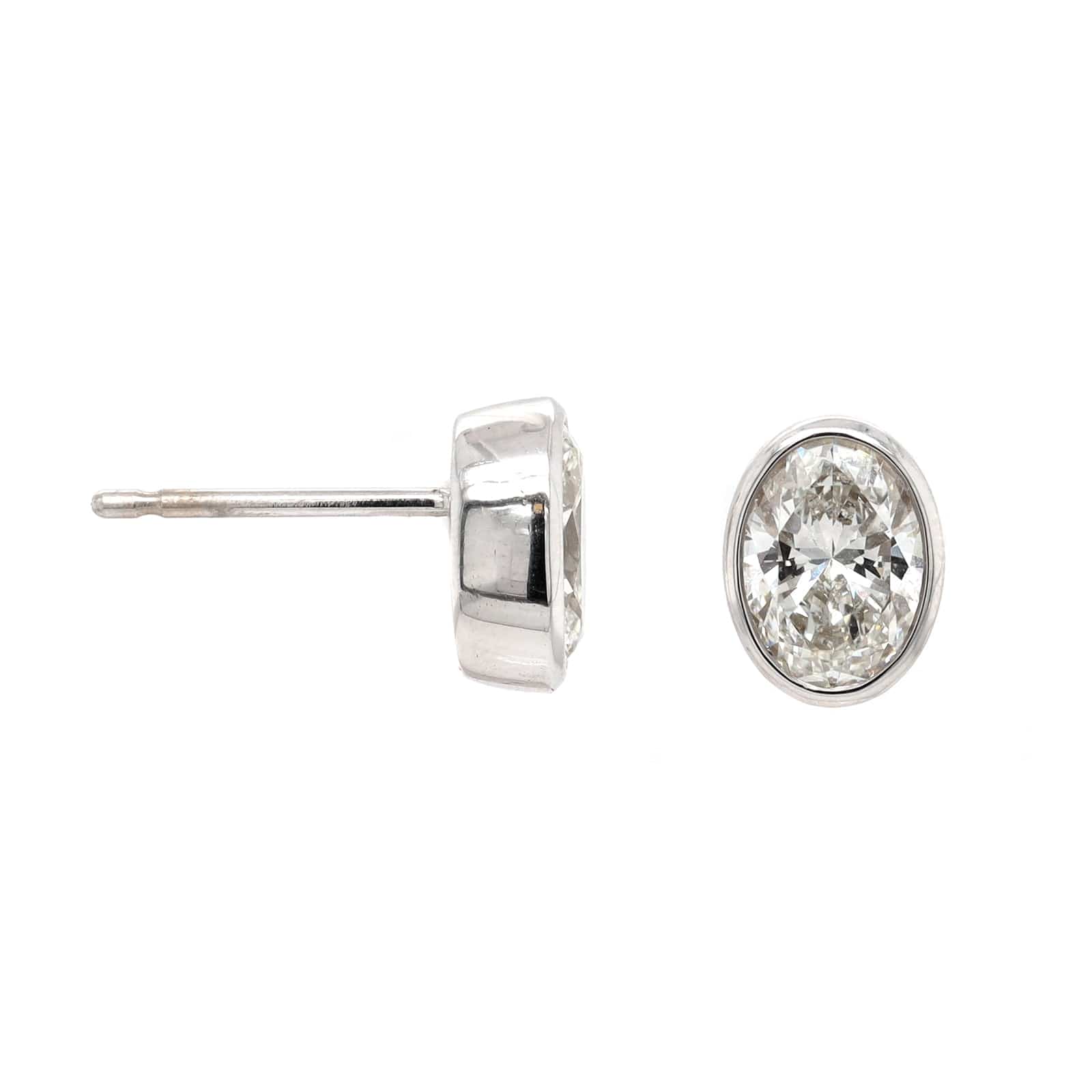 18K White Gold 2CTW Oval Diamond Stud Earrings