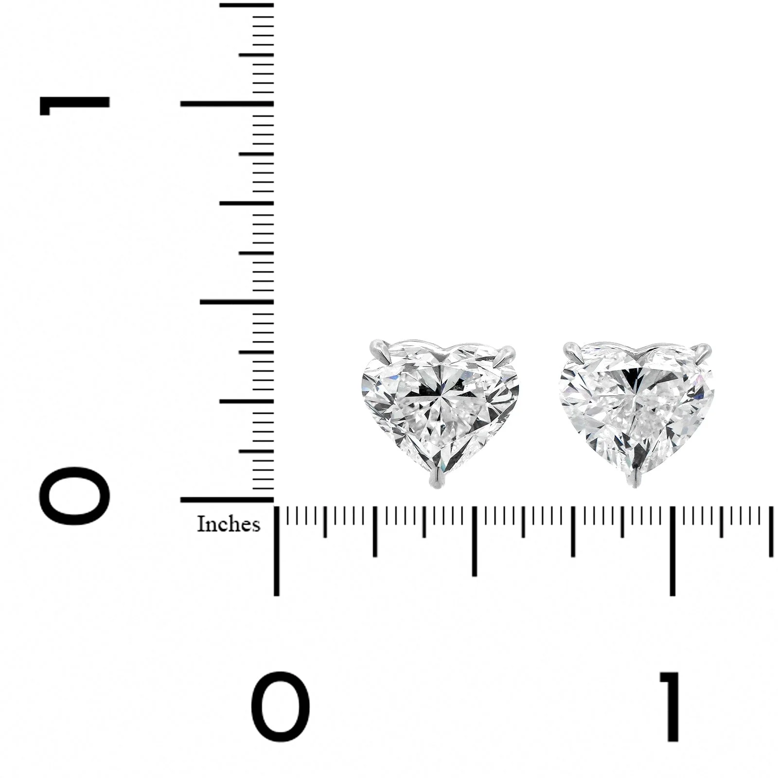 18K White Gold Heart Shaped Diamond Stud Earrings - Image 2