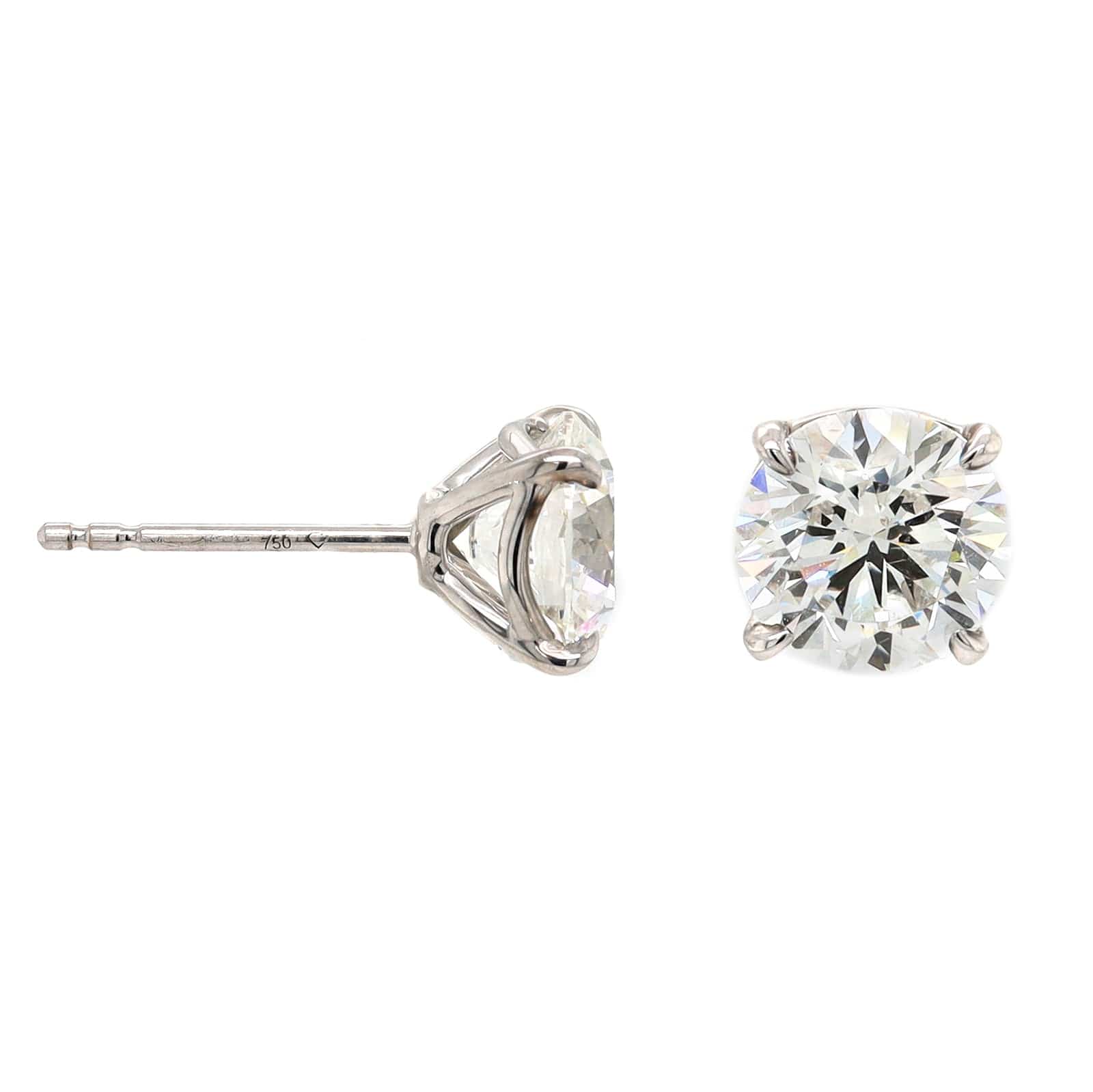 18K White Gold 3CTW Diamond Stud Earrings