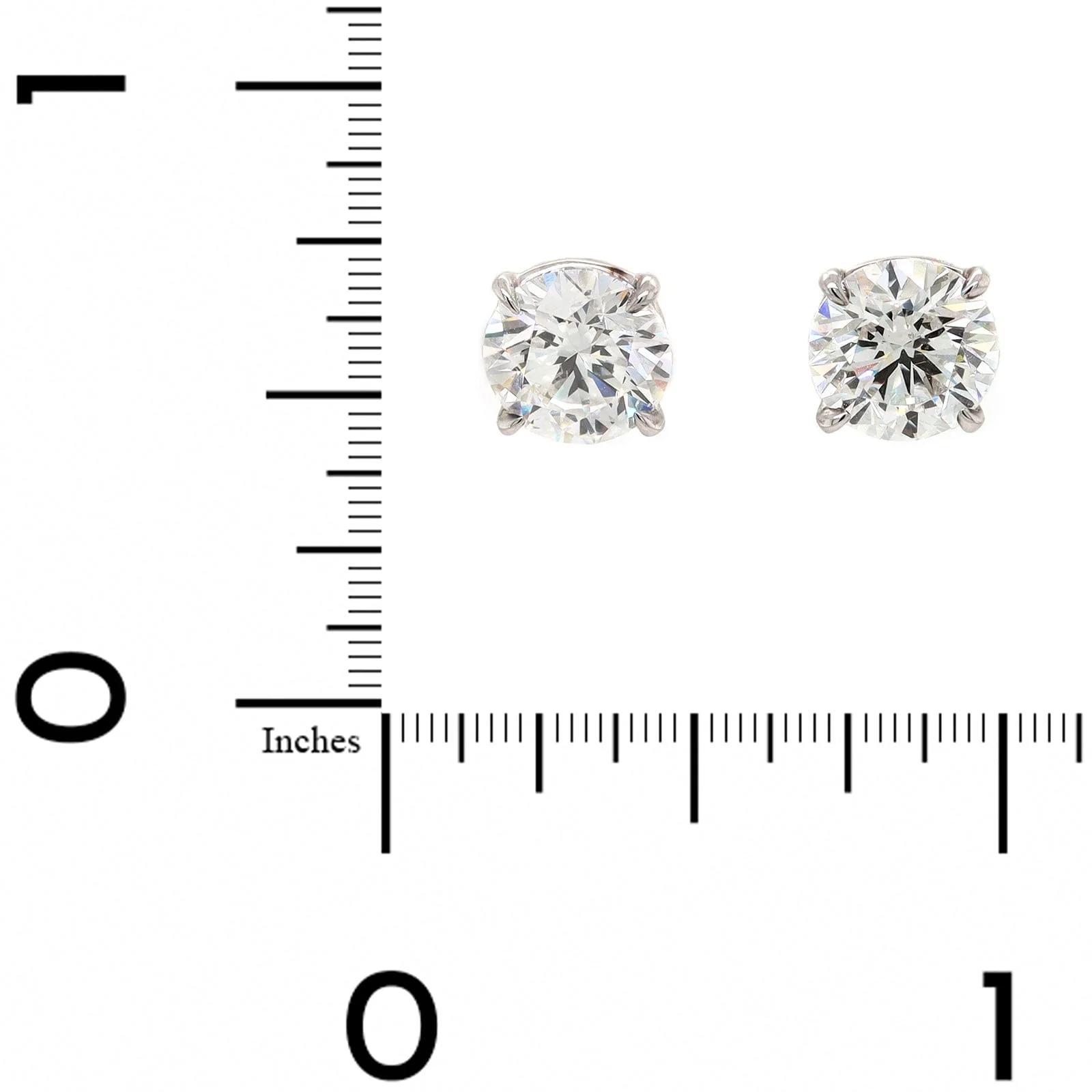 18K White Gold 3CTW Diamond Stud Earrings - Image 2