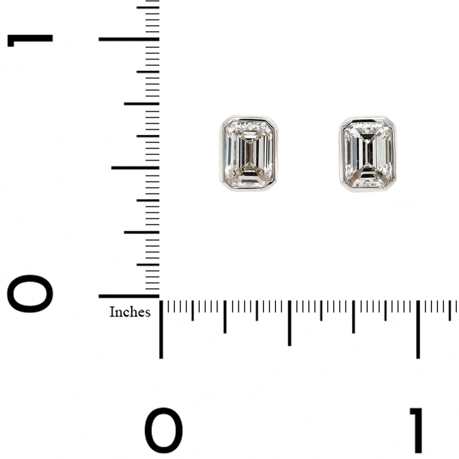 18K White Gold 1CTW Emerald Cut Diamond Stud Earrings - Image 2