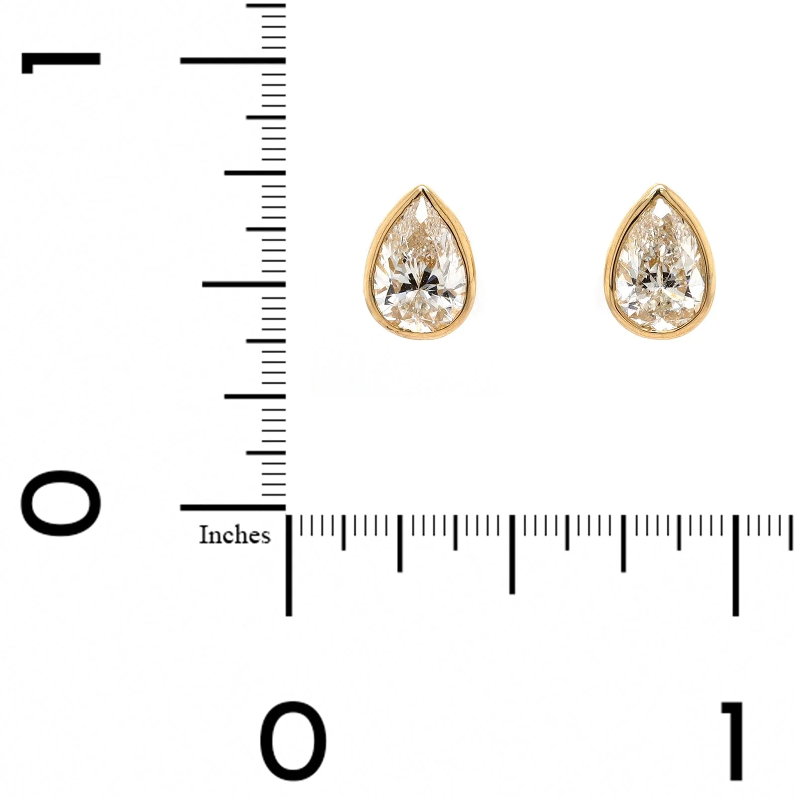 18K Yellow Gold 1CTW Pear Shaped Diamond Stud Earrings - Image 2