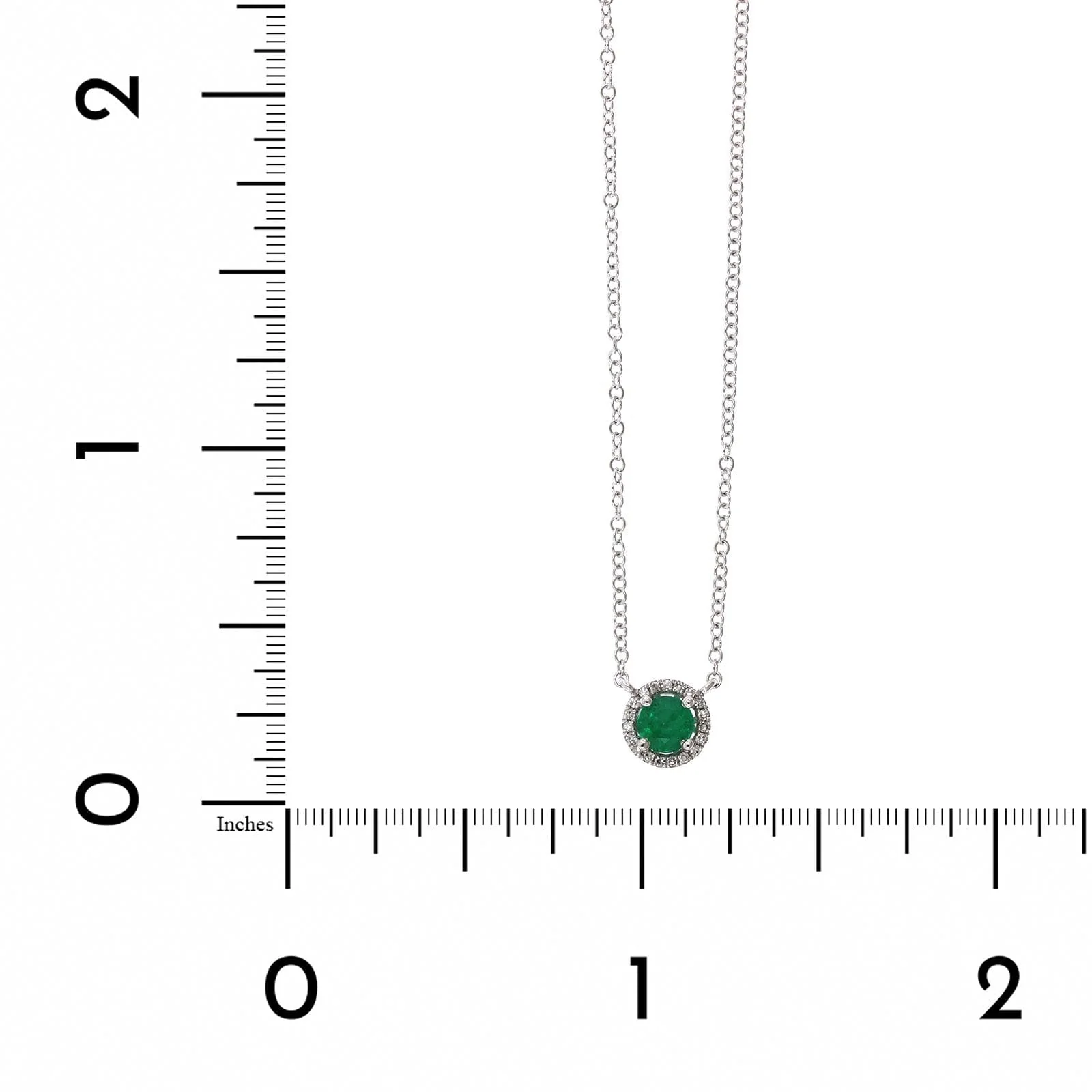 14K White Gold Emerald Diamond Halo Pendant - Image 3