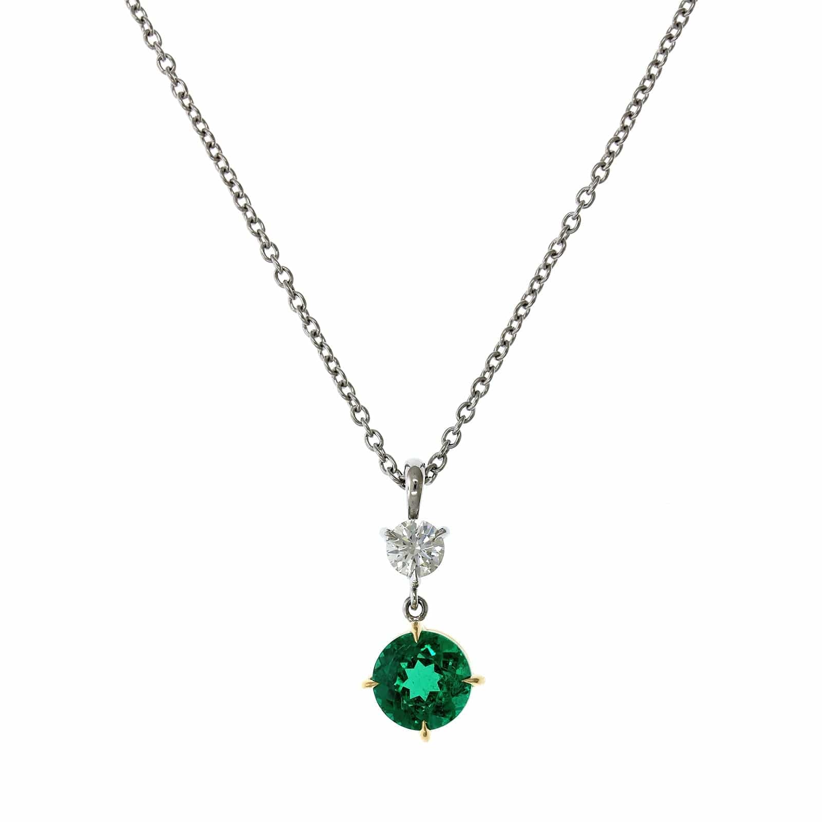 Platinum Emerald and Diamond Pendant