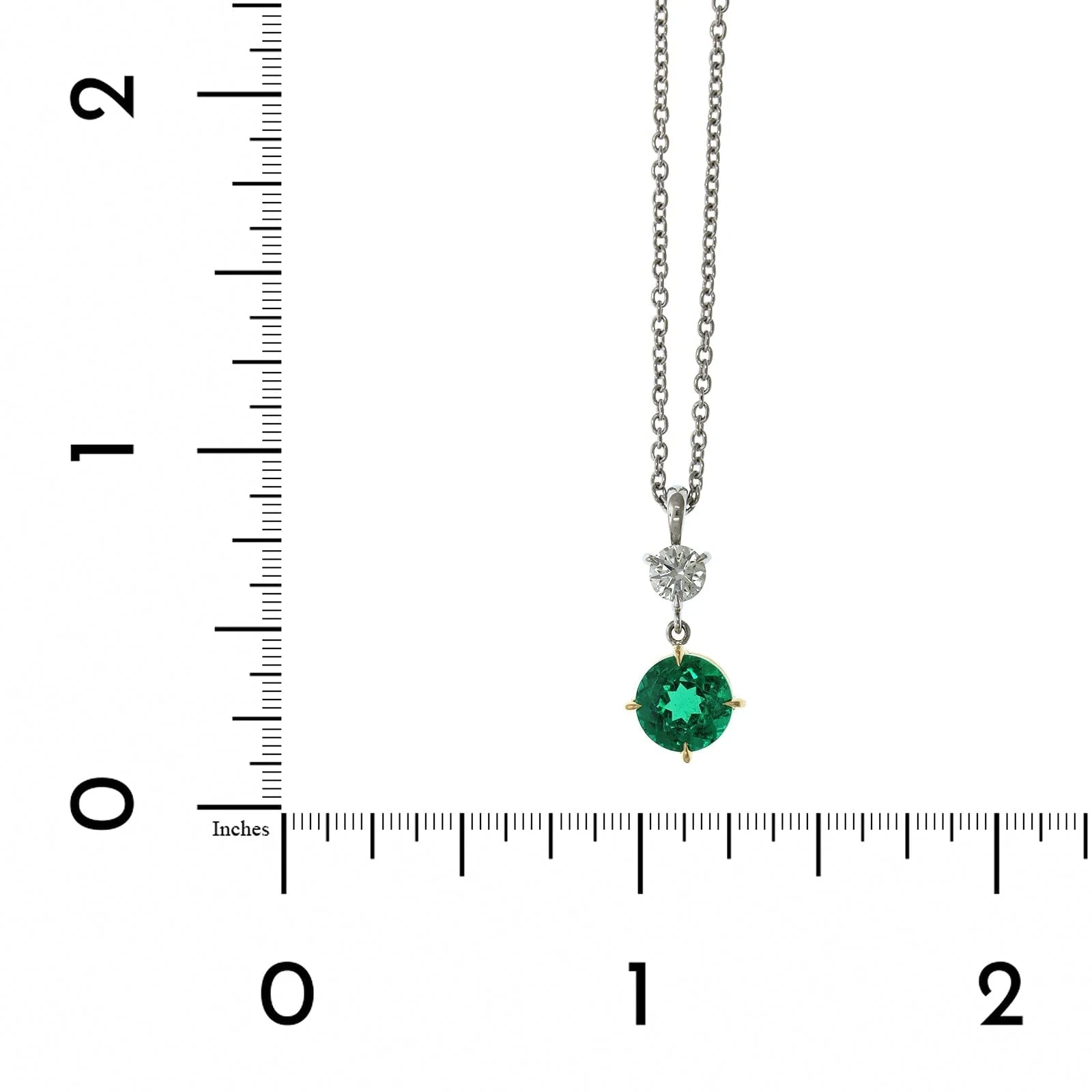 Platinum Emerald and Diamond Pendant - Image 4