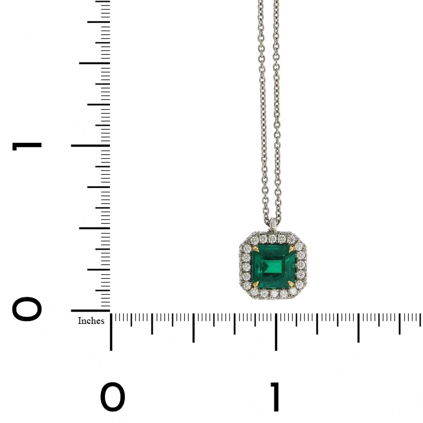 Platinum Emerald Diamond Halo Pendant - Image 4