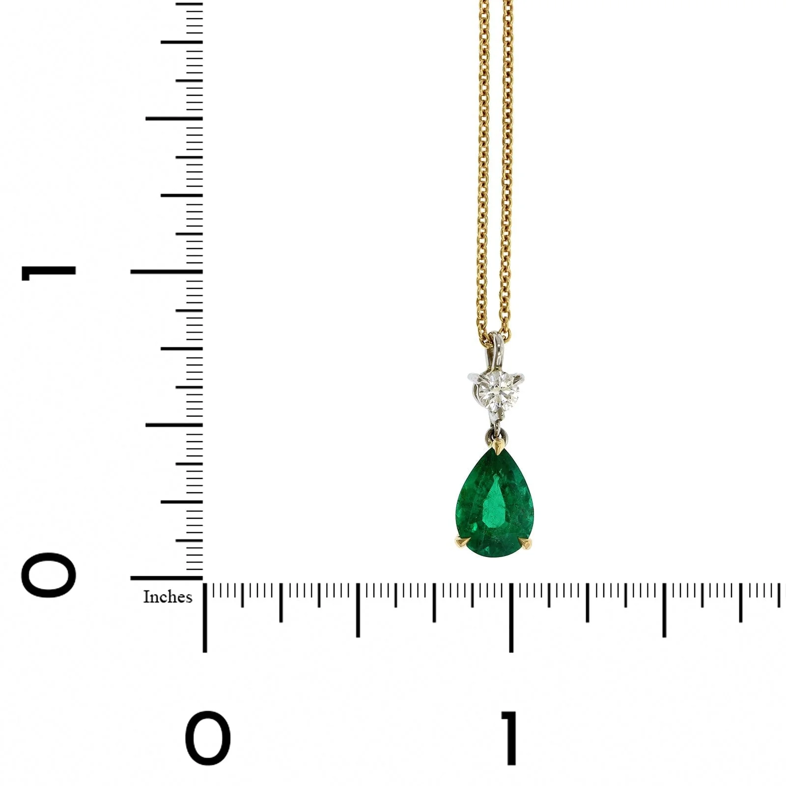 18K Yellow Gold Pear Shape Emerald Pendant - Image 4