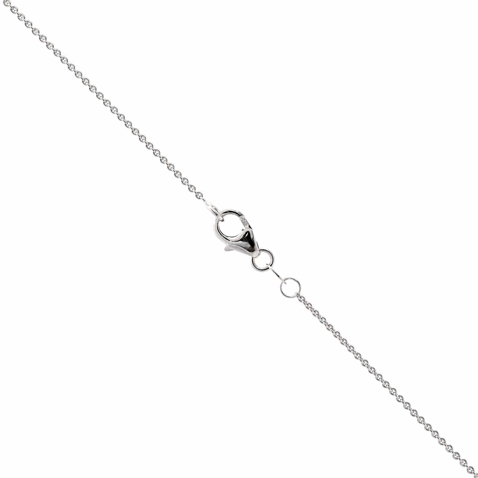 18K White Gold Oval Emerald and Diamond Halo Necklace - Image 3