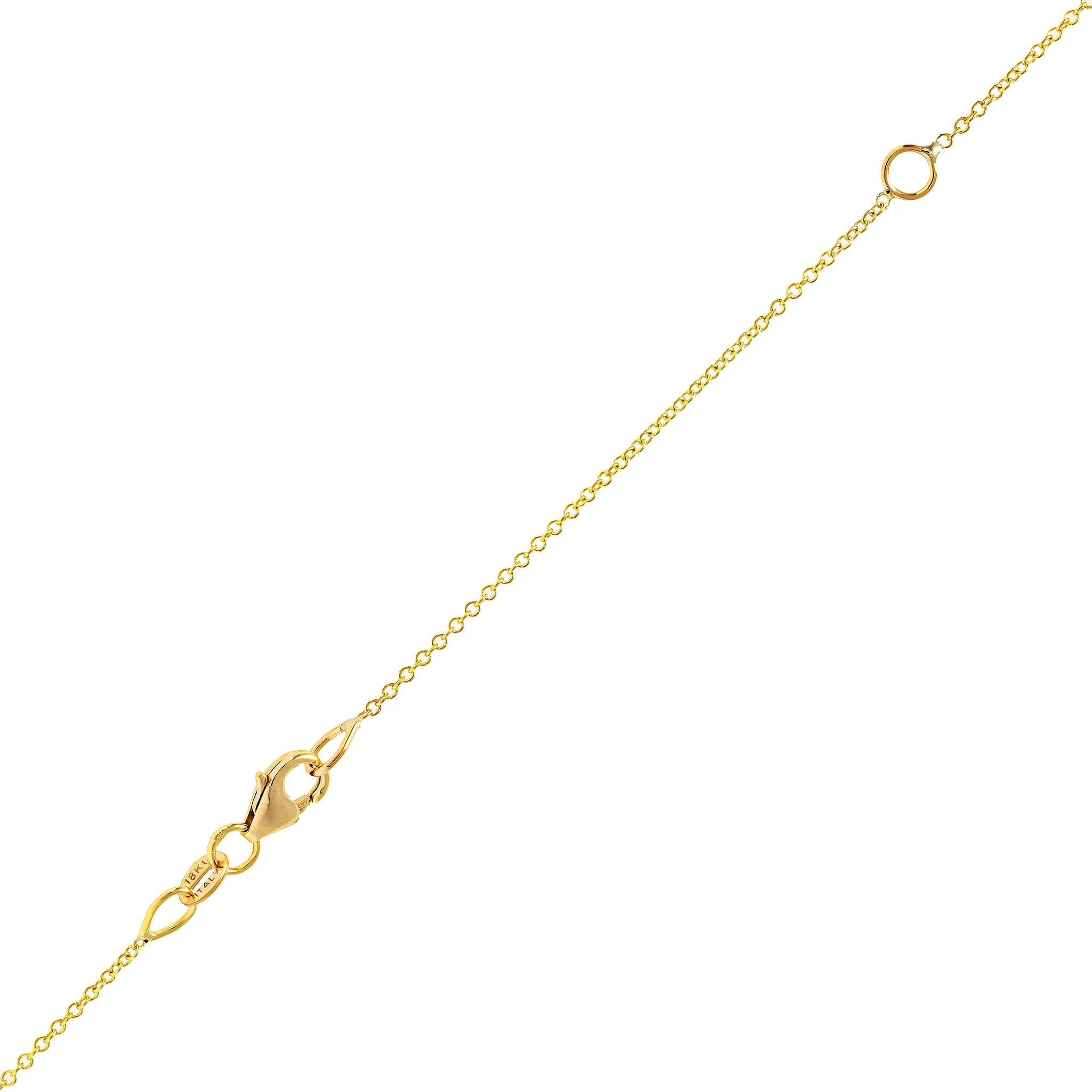 18K Yellow Gold Round Emerald and Diamond Halo Necklace - Image 3