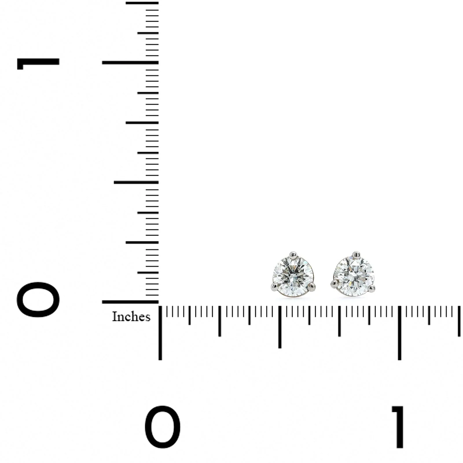 14K White Gold 3 Prong .63CTW Diamond Stud Earrings - Image 2