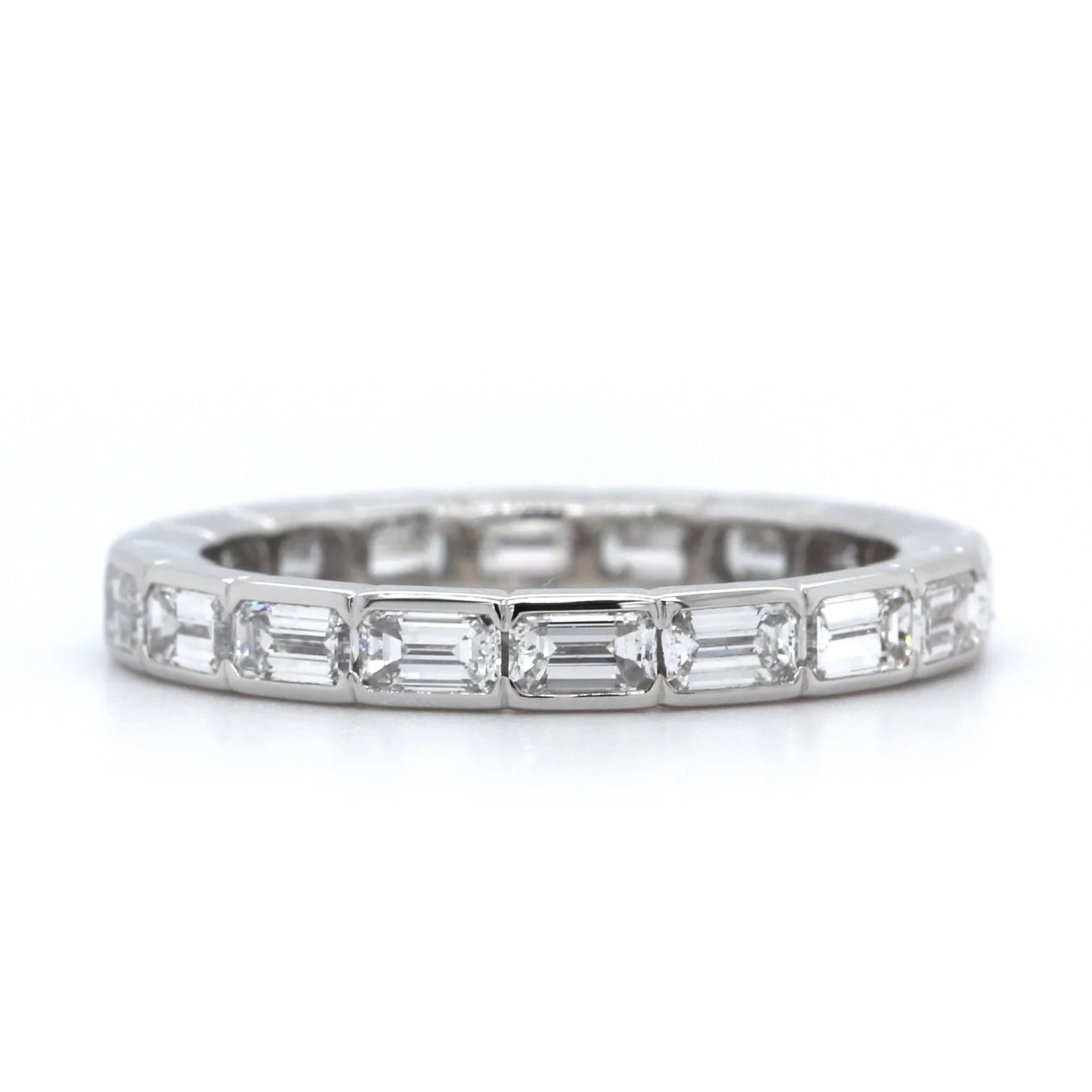 Platinum East to West Emerald Cut Diamond Wedding Band
