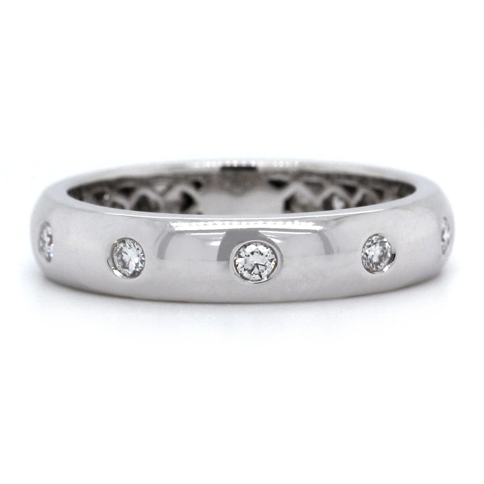 18K White Gold Burnish Set Diamond Band - Image 4