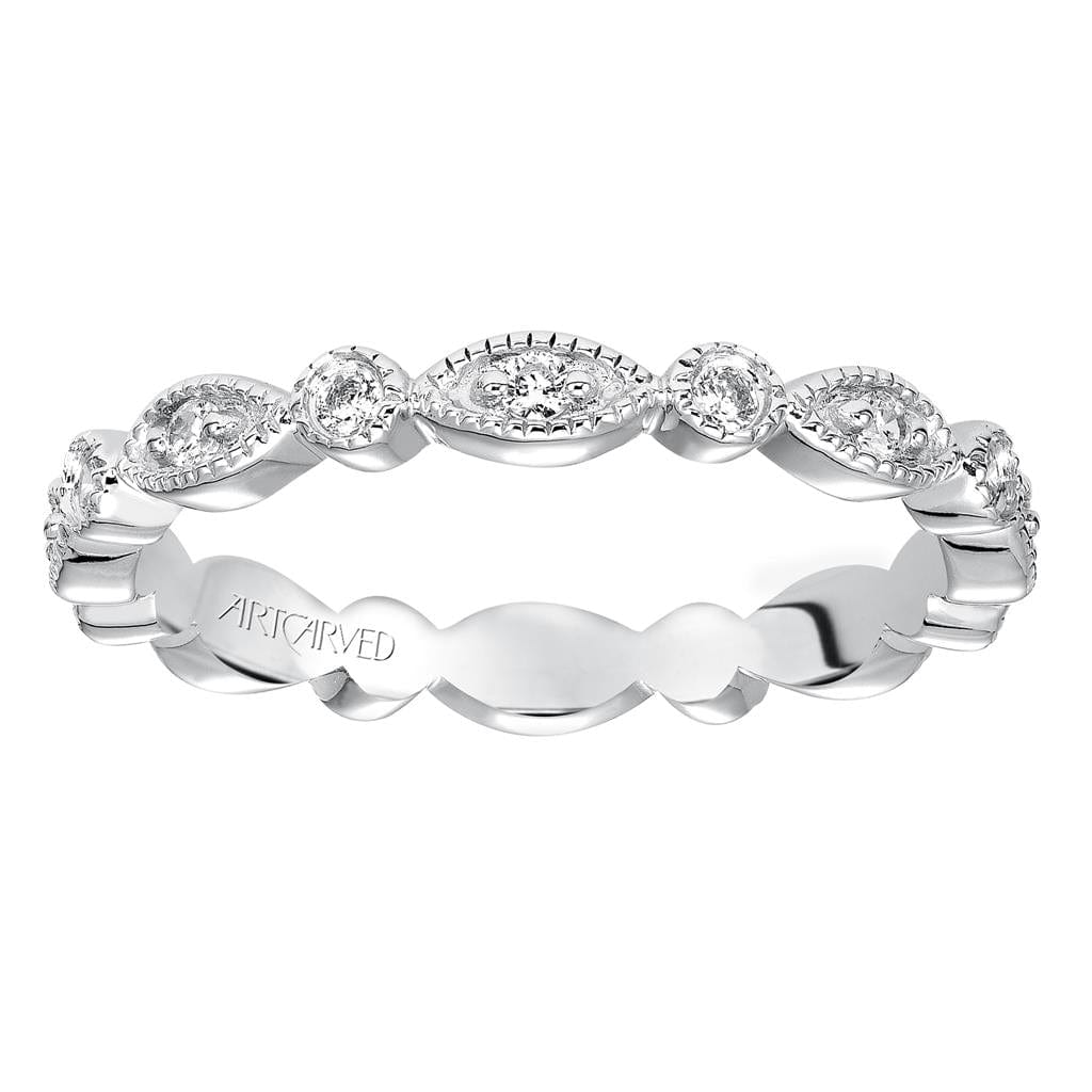 18K White Gold Round and Marquise Shaped Diamond Eternity Band - Image 2