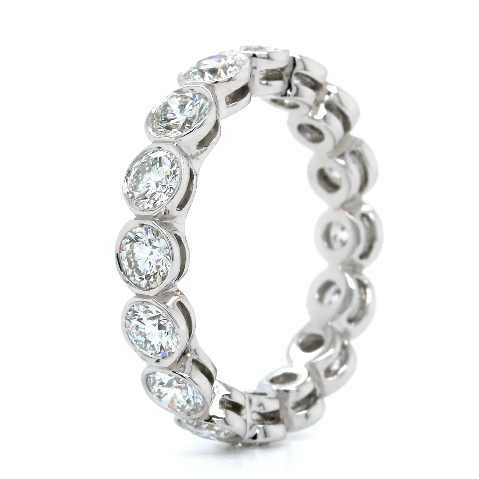 Platinum Bezel Set Round Diamond Eternity Band - Image 2