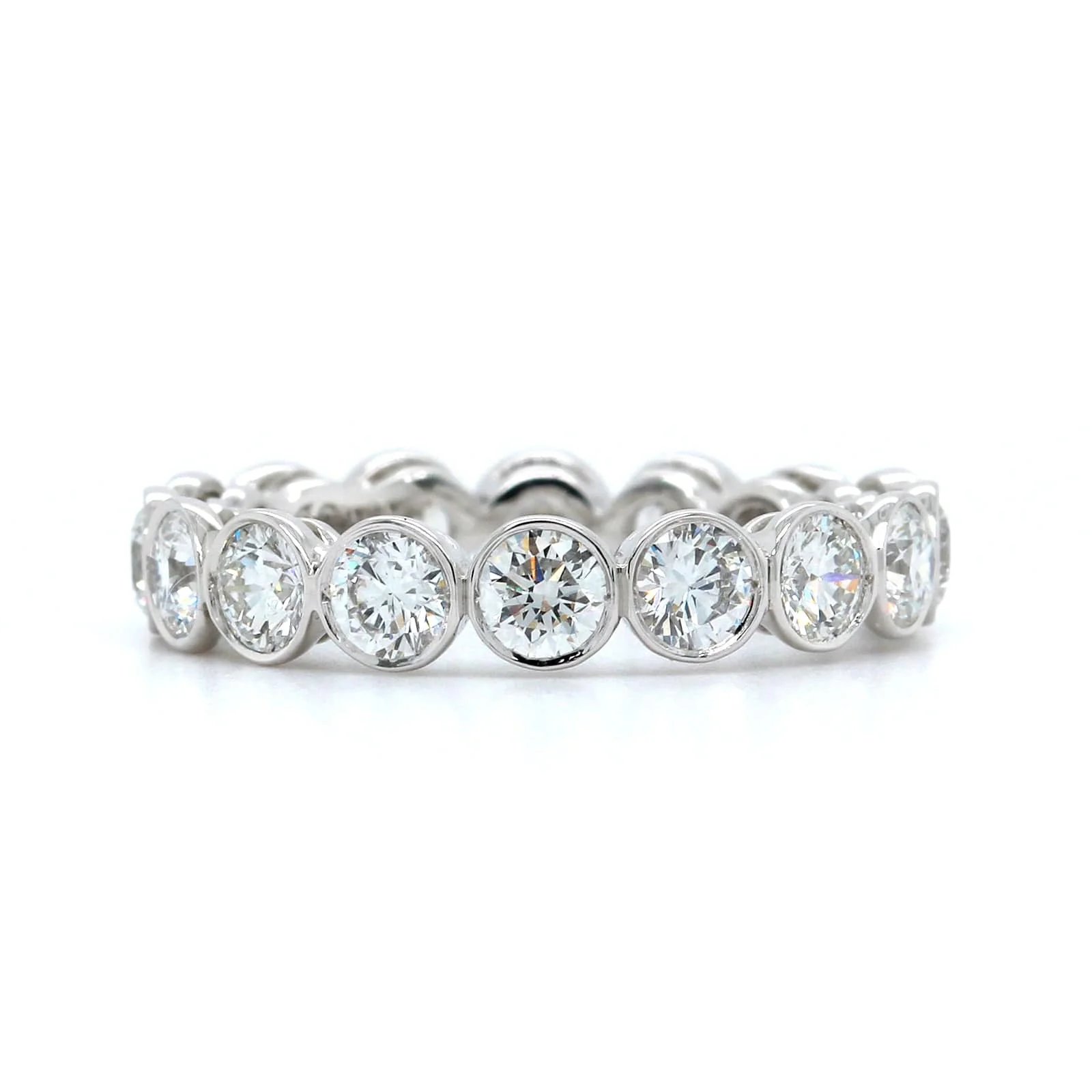 Platinum Bezel Set Round Diamond Eternity Band - Image 5