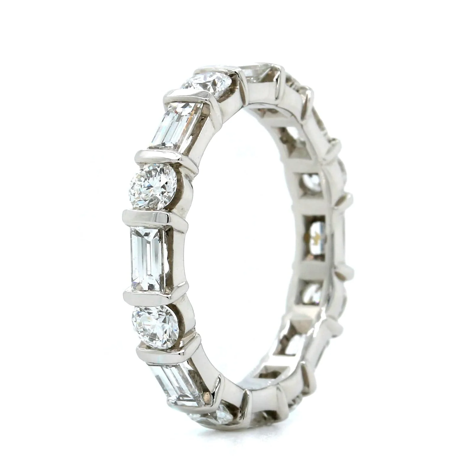 Platinum Round and Baguette Diamond Eternity Band - Image 2