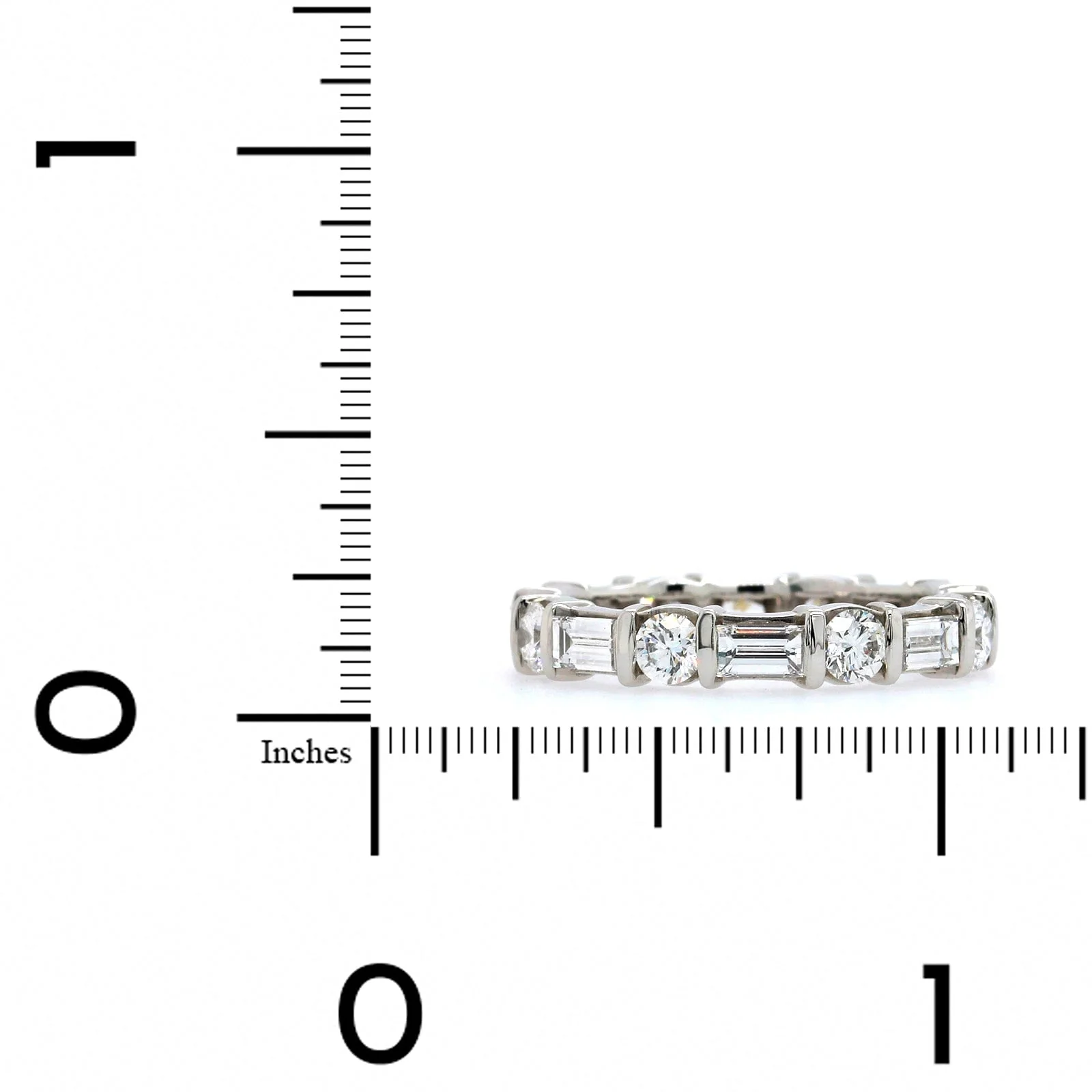 Platinum Round and Baguette Diamond Eternity Band - Image 4