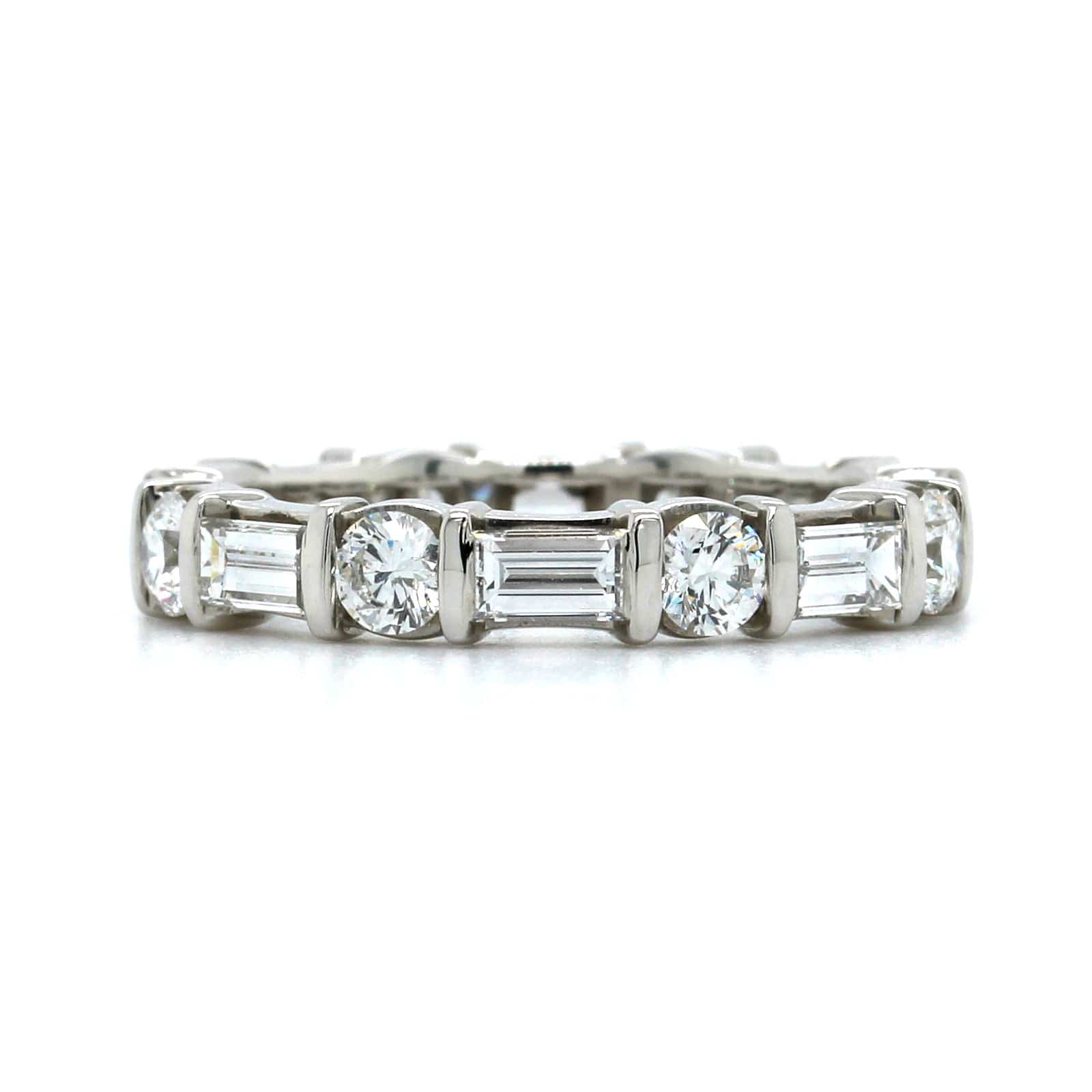 Platinum Round and Baguette Diamond Eternity Band - Image 5