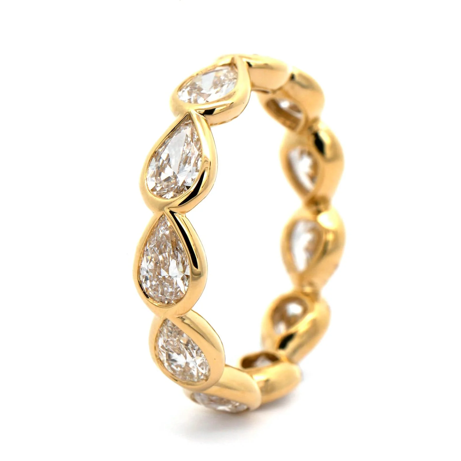 18K Yellow Gold Pear Shaped Diamond Buttercup Wedding Band - Image 2