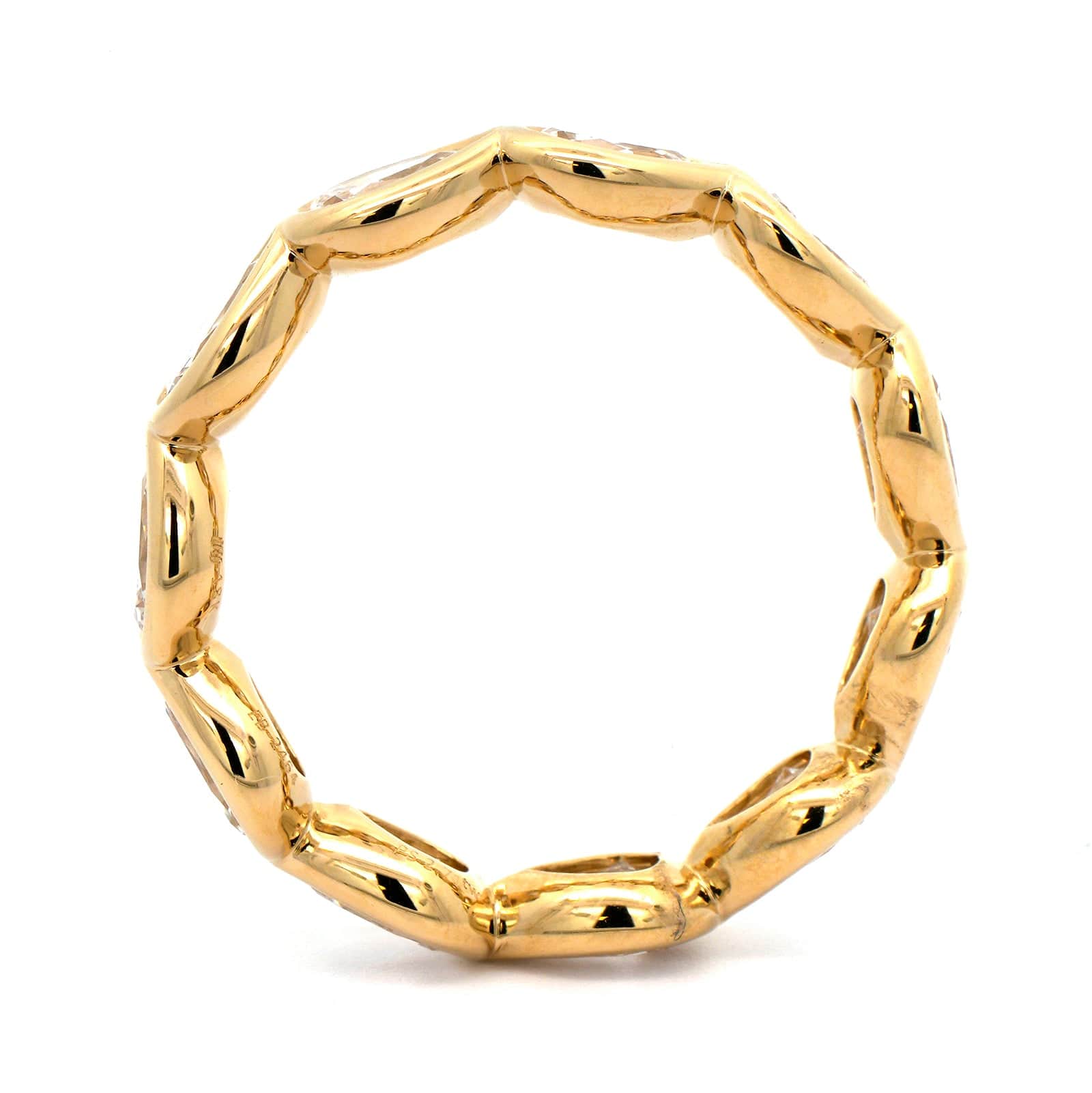 18K Yellow Gold Pear Shaped Diamond Buttercup Wedding Band - Image 3
