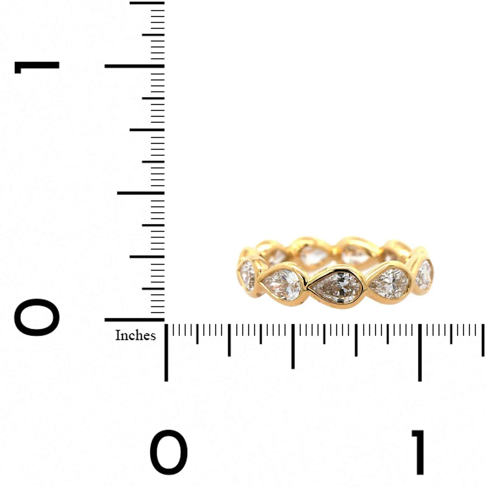 18K Yellow Gold Pear Shaped Diamond Buttercup Wedding Band - Image 4