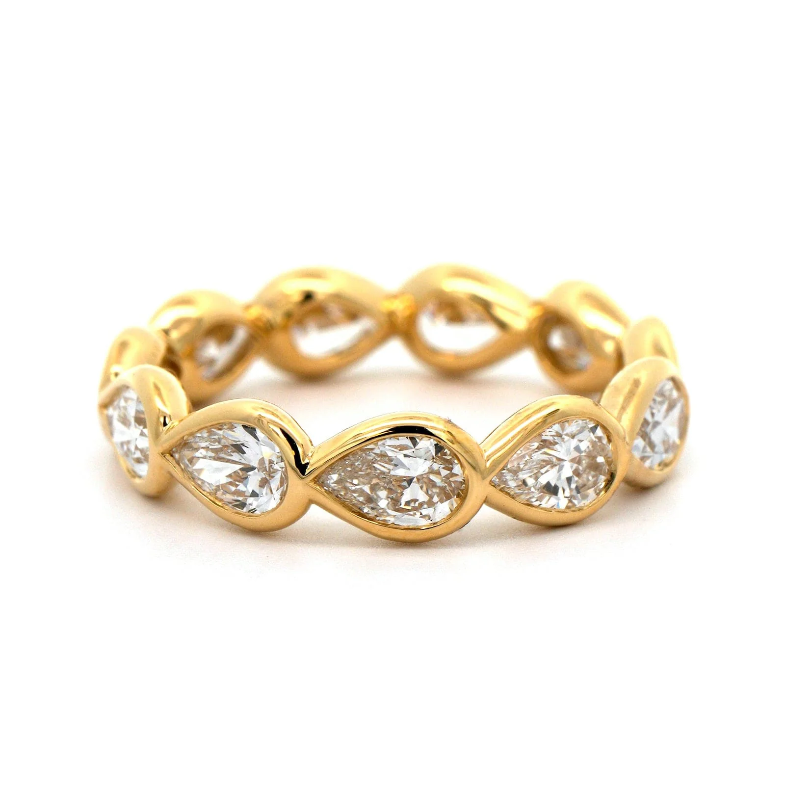 18K Yellow Gold Pear Shaped Diamond Buttercup Wedding Band - Image 5