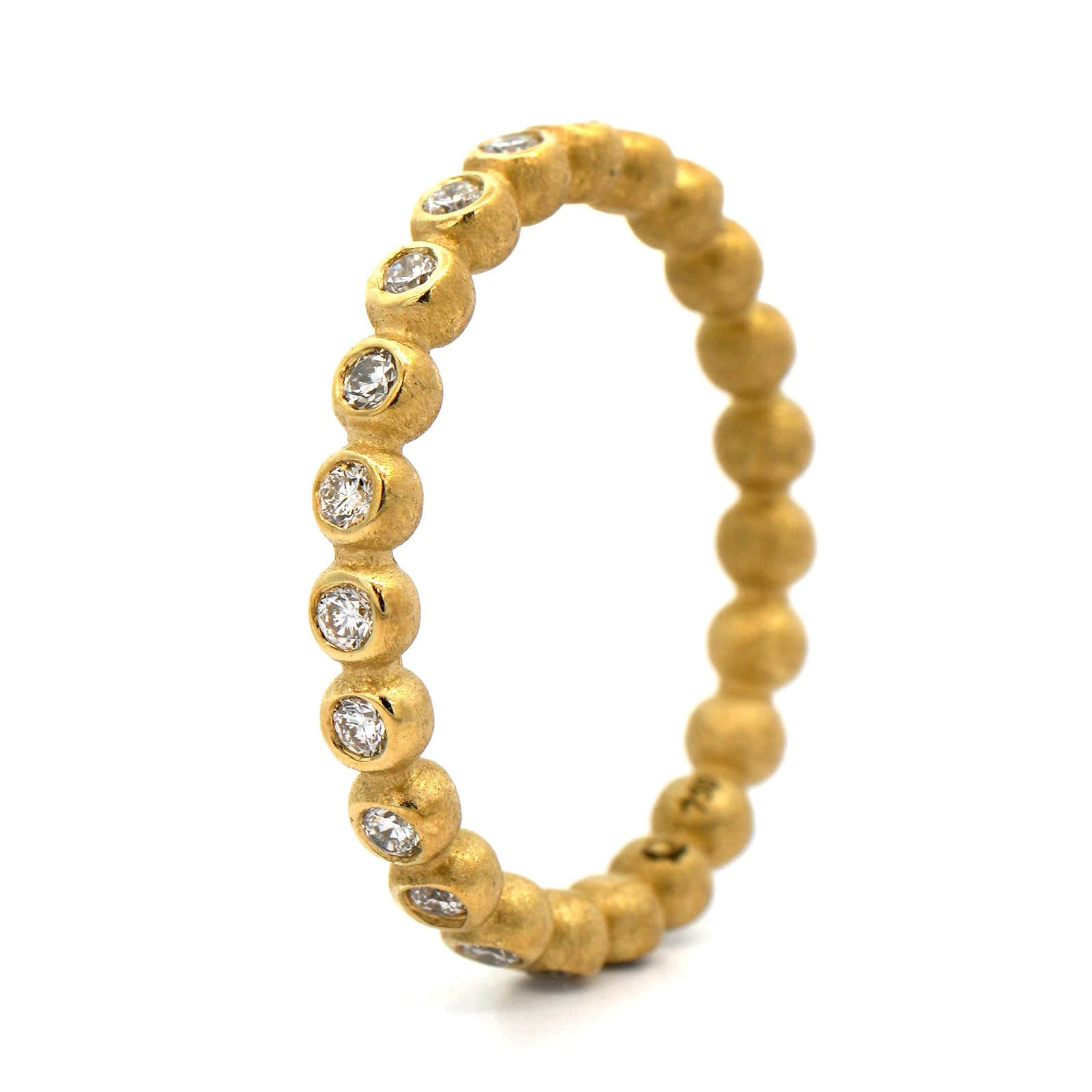 Suzy Landa 18K Yellow Gold Bead Set Diamond Eternity Band - Image 2