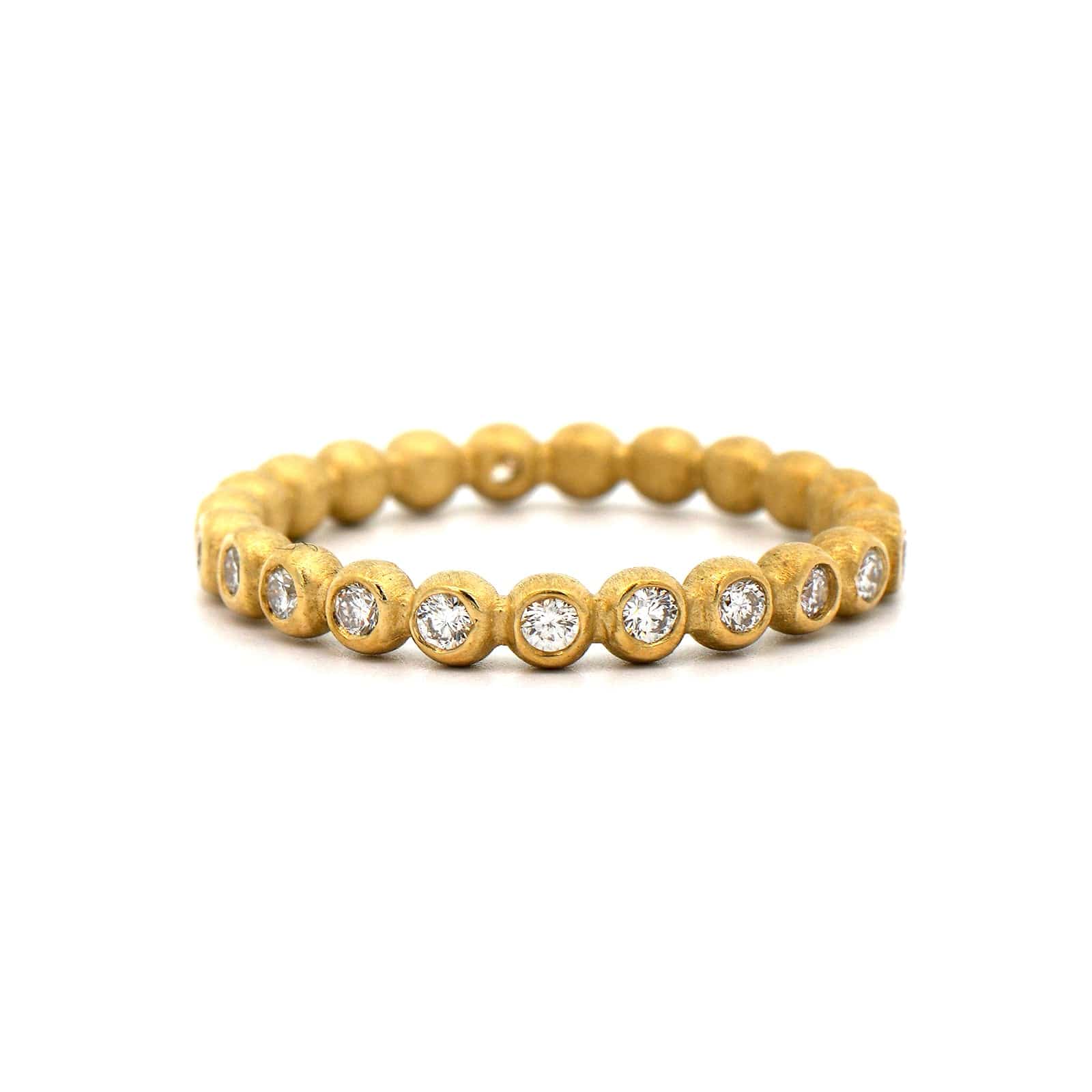 Suzy Landa 18K Yellow Gold Bead Set Diamond Eternity Band - Image 4