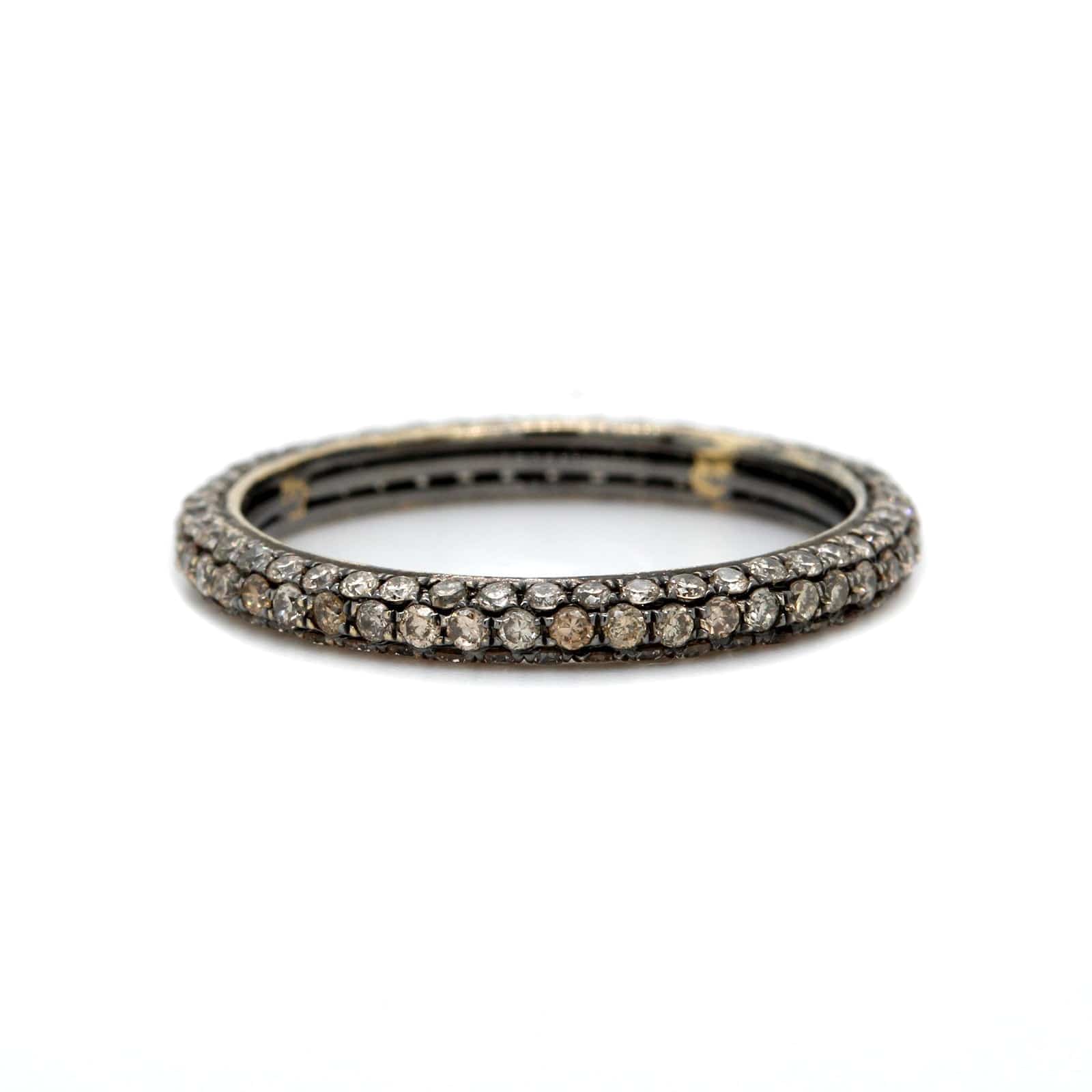 18K White Gold 3 Row Brown Diamond Eternity Band