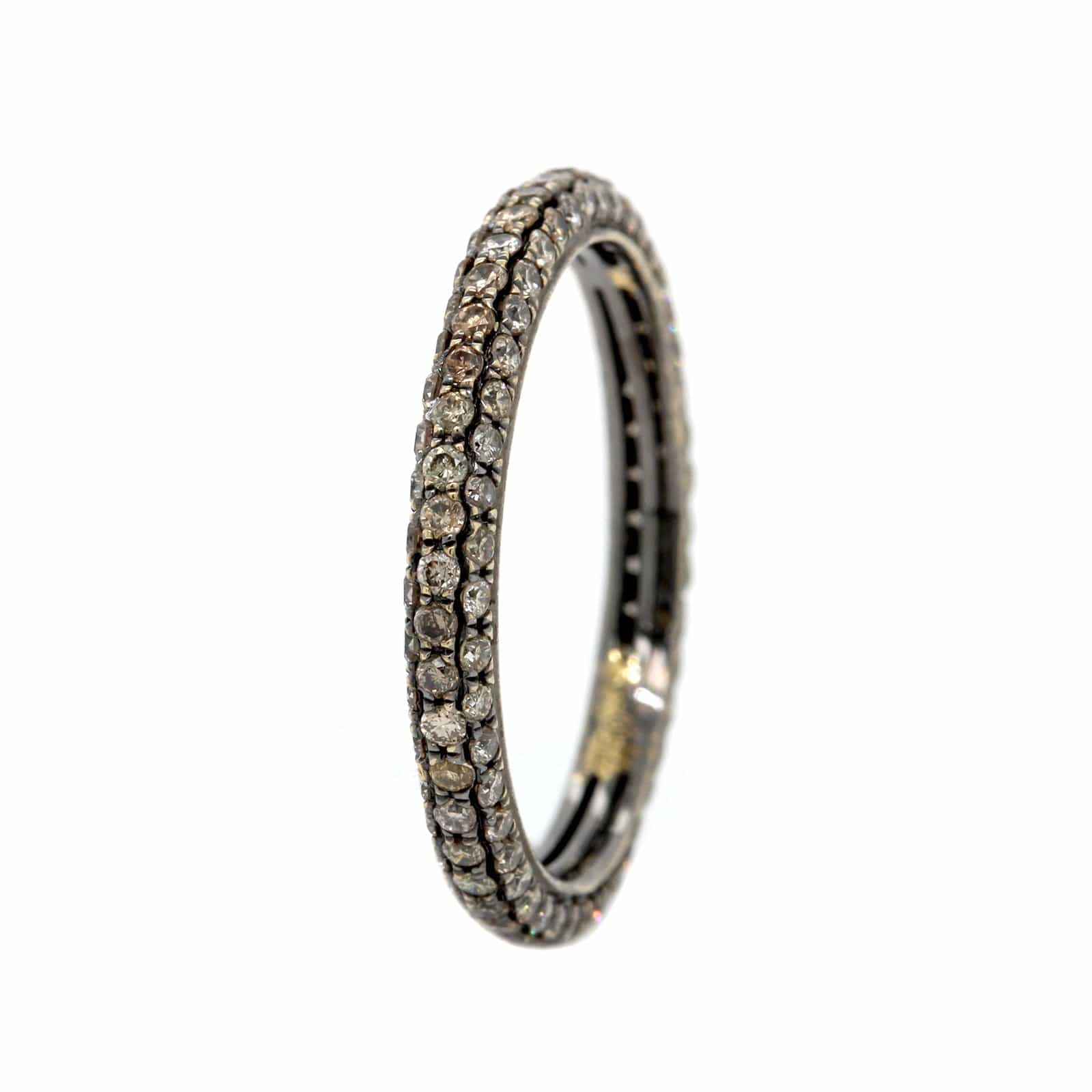 18K White Gold 3 Row Brown Diamond Eternity Band - Image 2