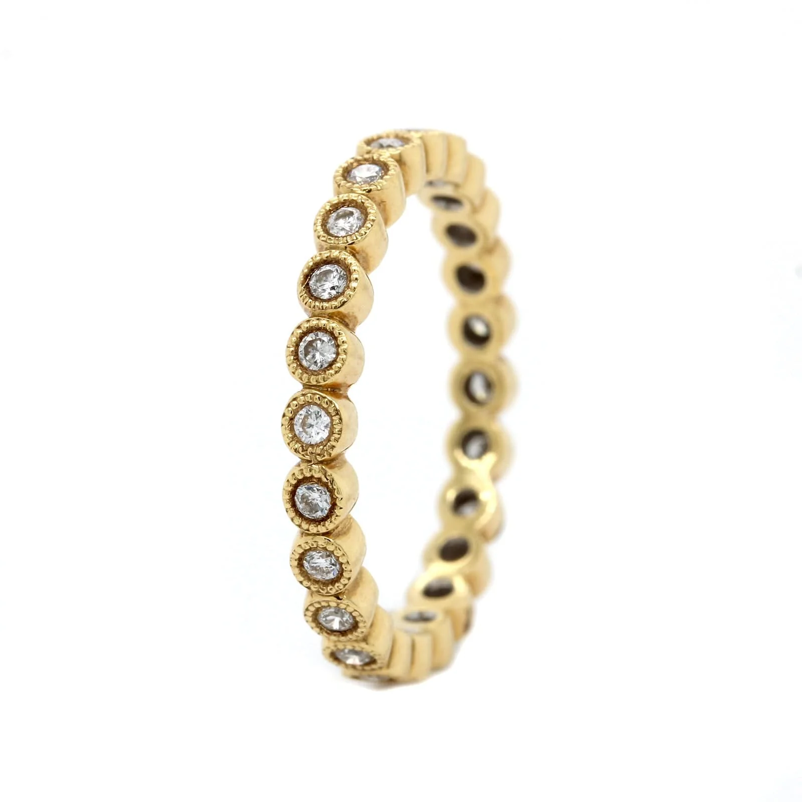 18K Yellow Gold Bezel Set Diamond Eternity Band - Image 2