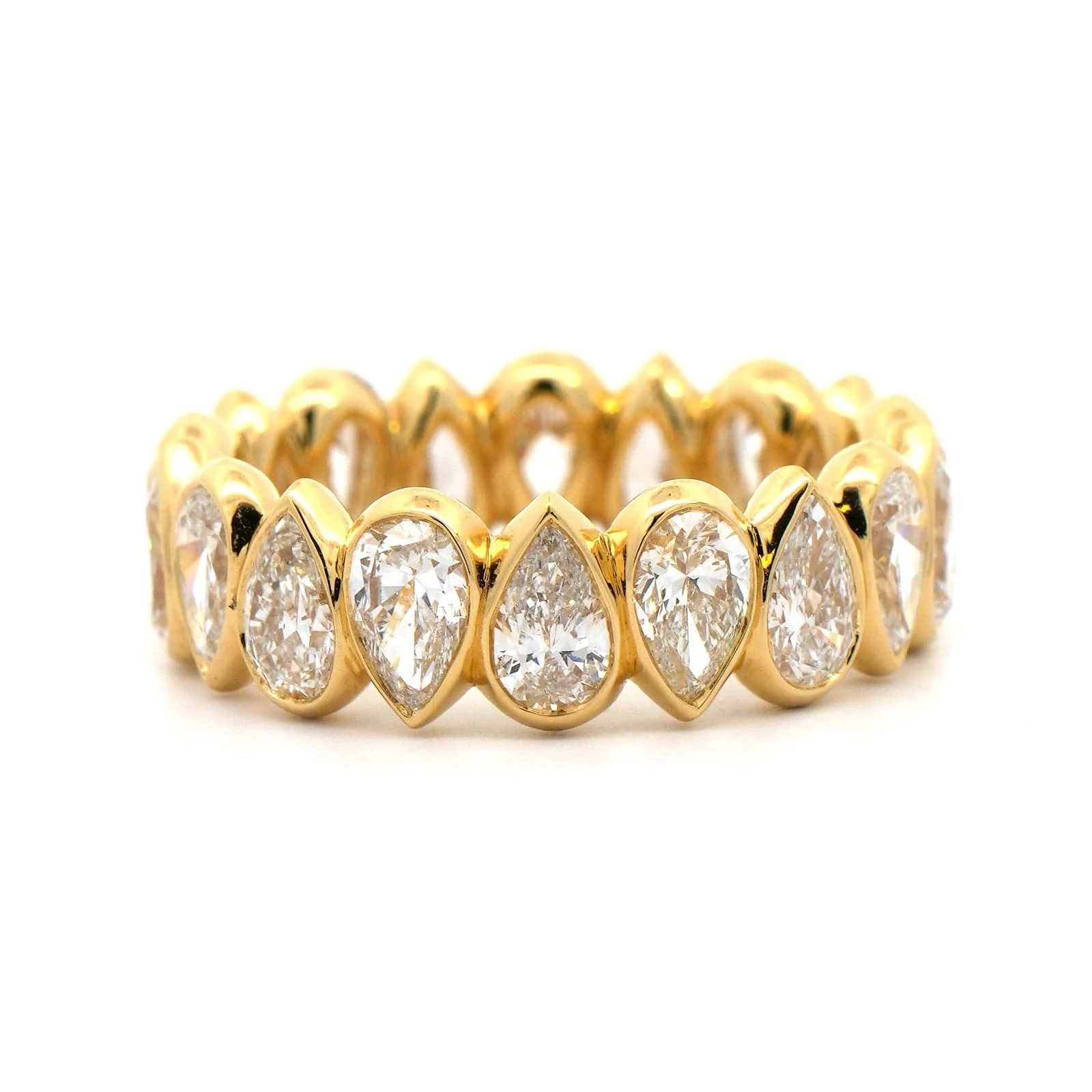 18K Yellow Gold Pear Shaped Diamond Eternity Band - Image 5