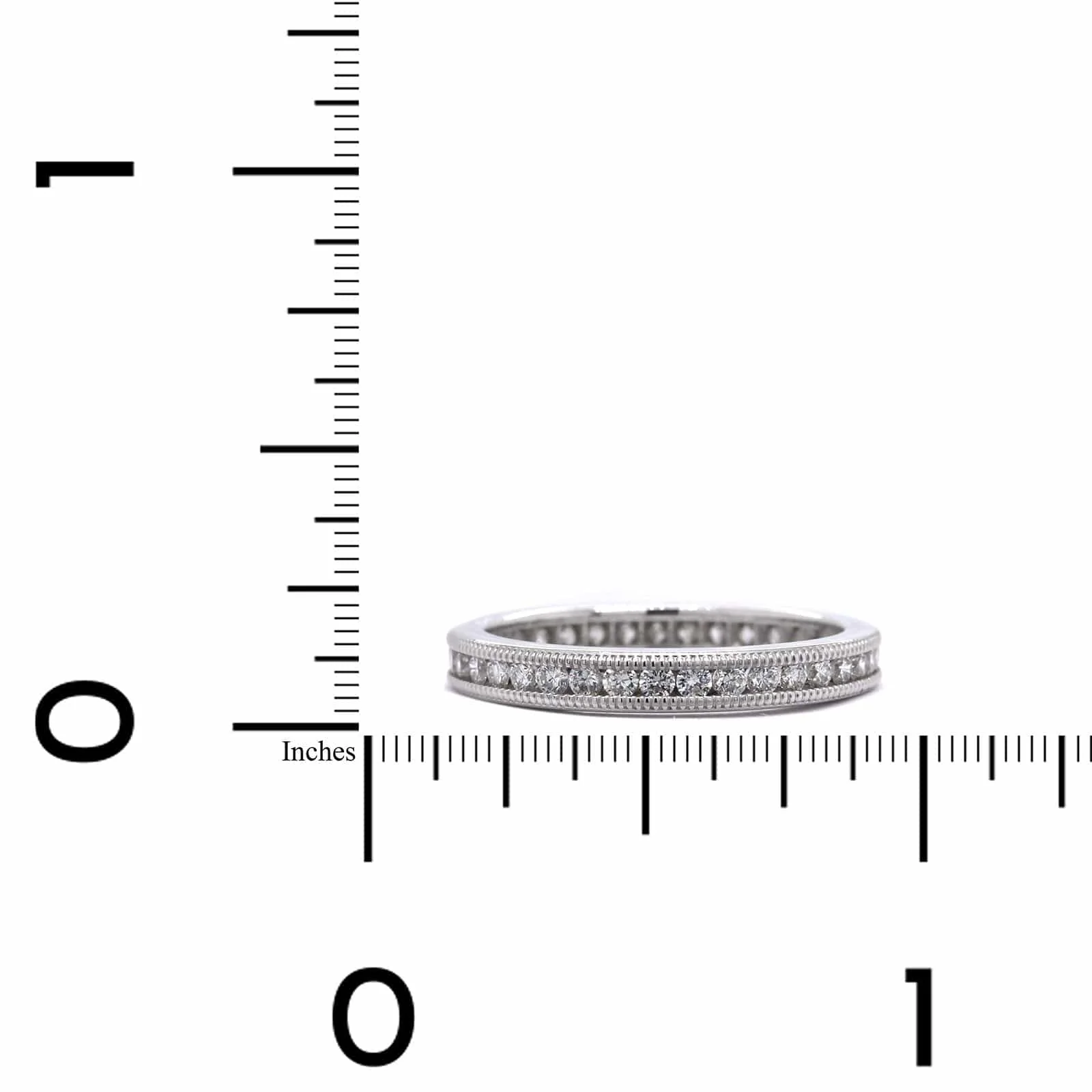 18K White Gold Milgrain Channel Set Diamond Band - Image 3