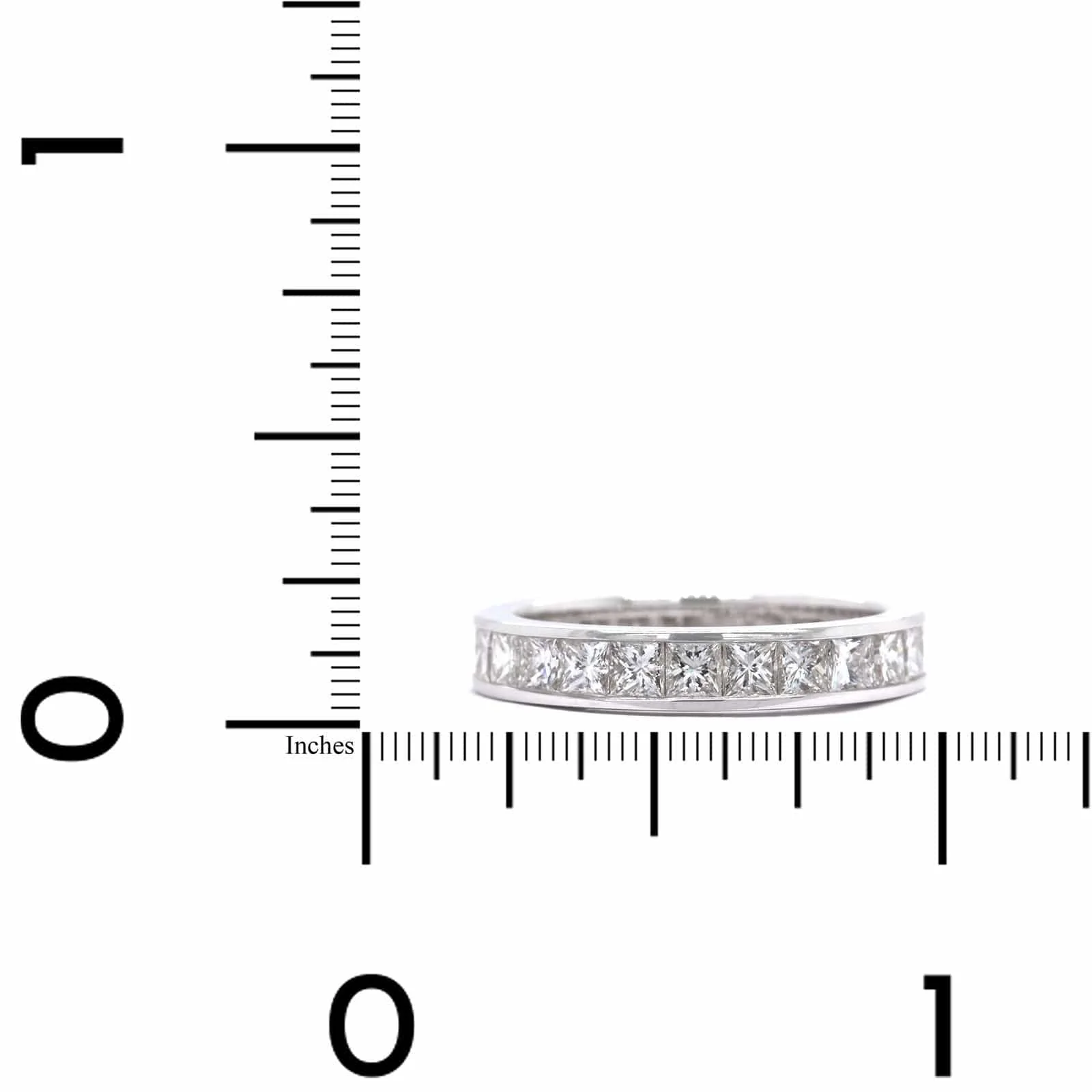 18K White Gold Channel Set Princess Cut Diamond Eternity Band - Image 3