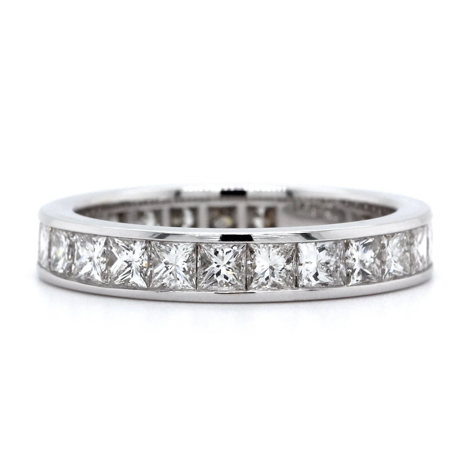 18K White Gold Channel Set Princess Cut Diamond Eternity Band - Image 4