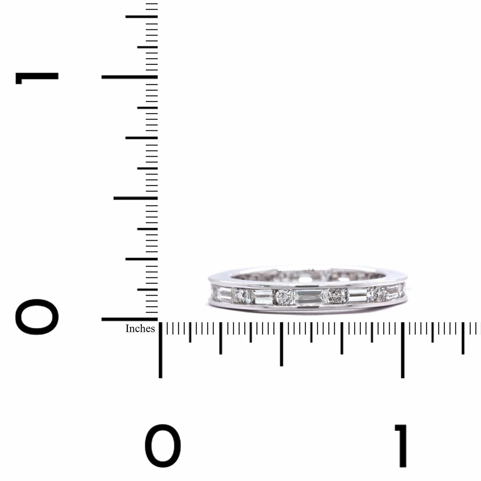 18K White Gold Channel Round and Baguette Diamond Eternity Band - Image 3