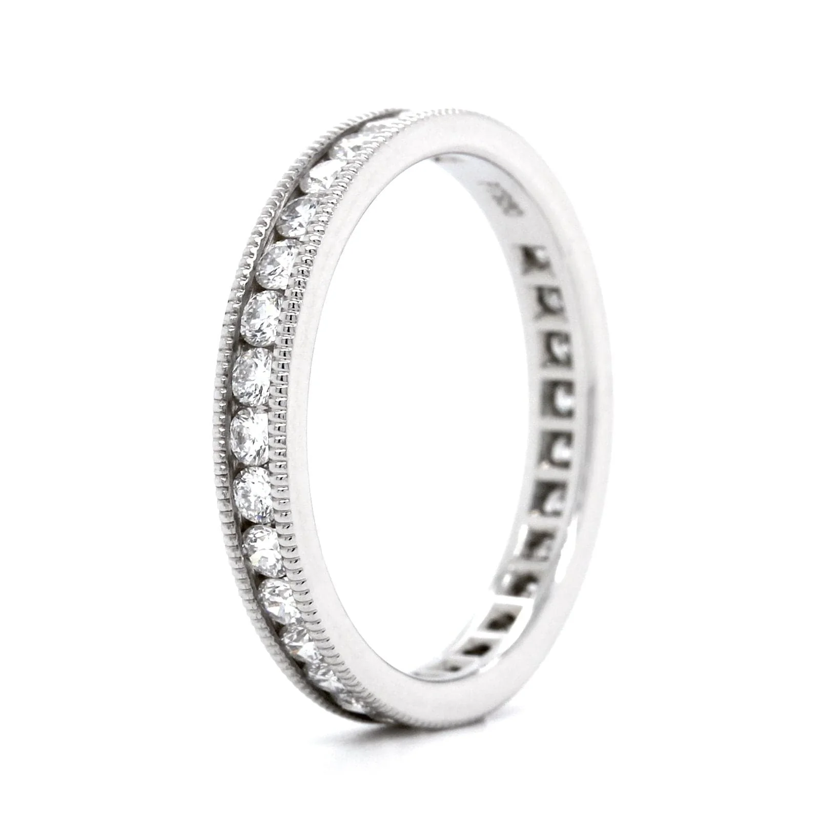 Platinum Channel Set Diamond with Milgrain Eternity Band - Image 2