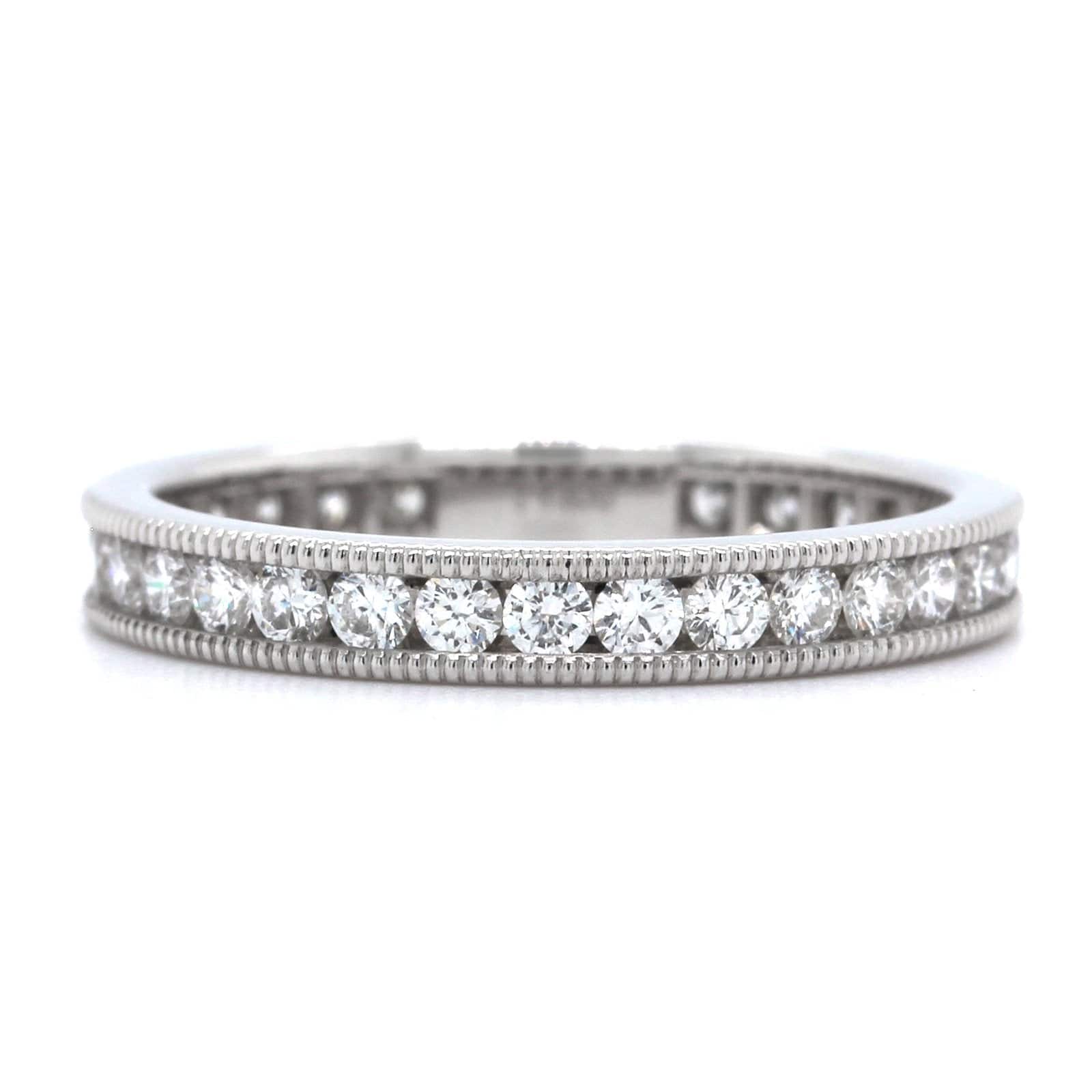 Platinum Channel Set Diamond with Milgrain Eternity Band - Image 4