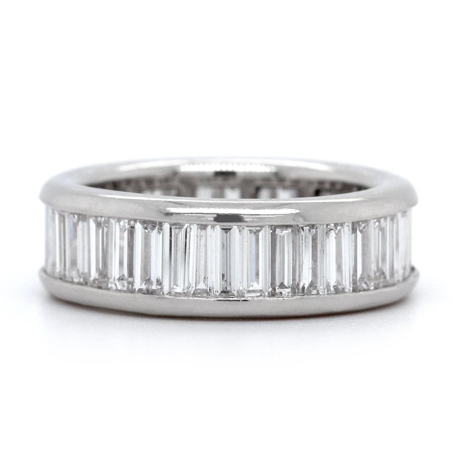 Platinum Channel Set Baguette Diamond Eternity Band - Image 4