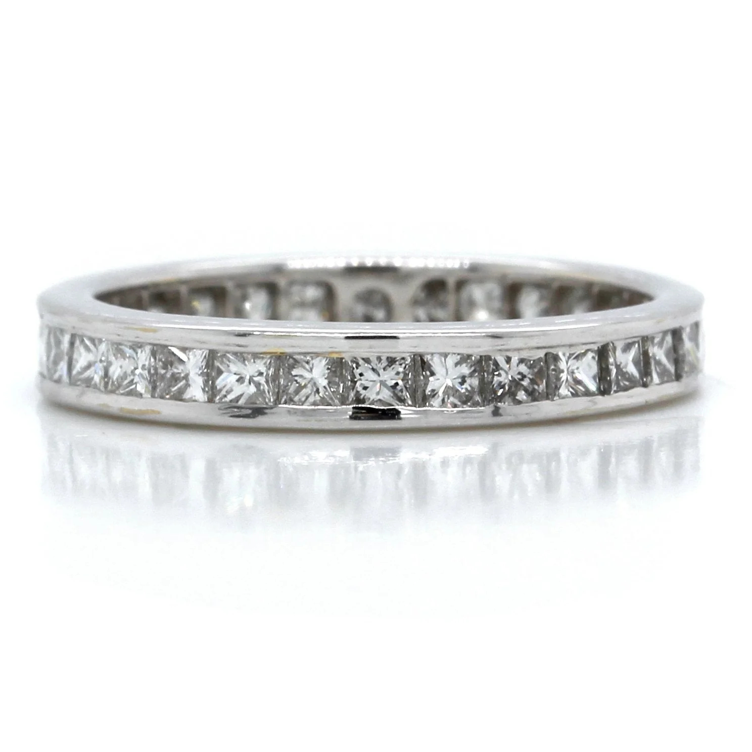 18K White Gold Channel Set Princess Cut Diamond Band - Image 4