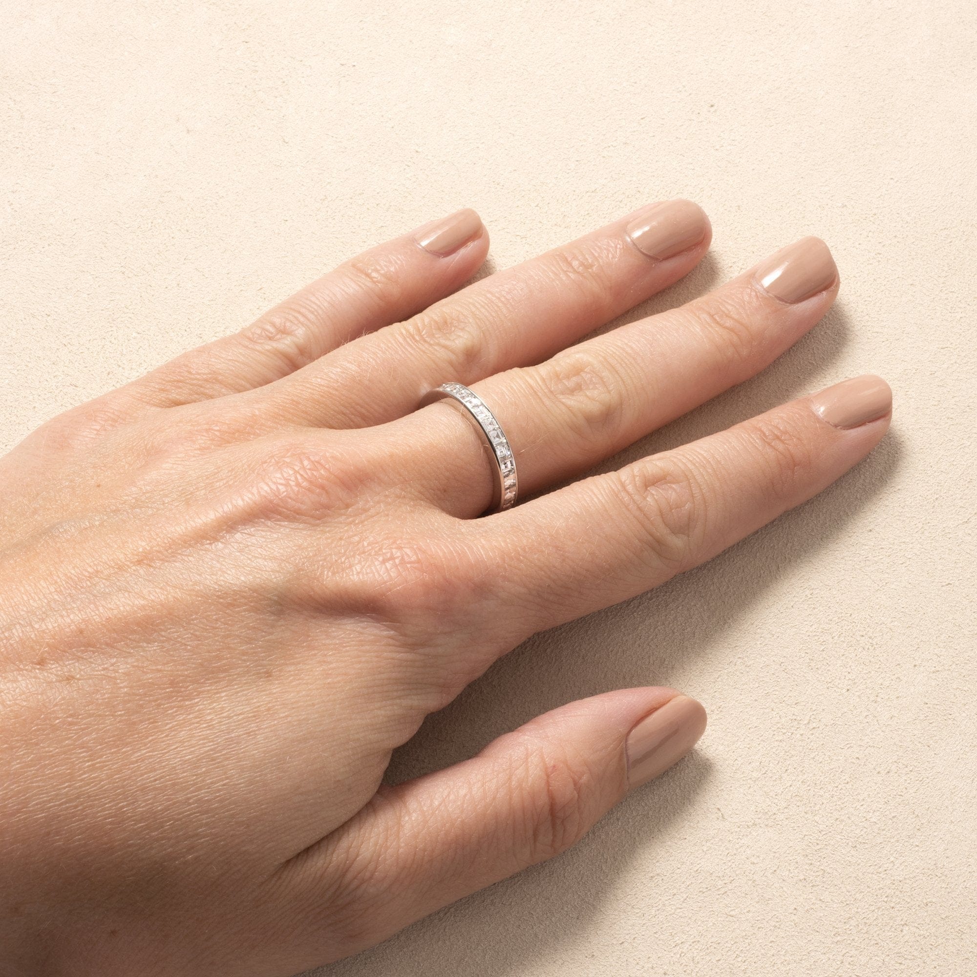 Oscar Heyman Platinum Channel Set Princess Cut Diamond Eternity Band - Image 2
