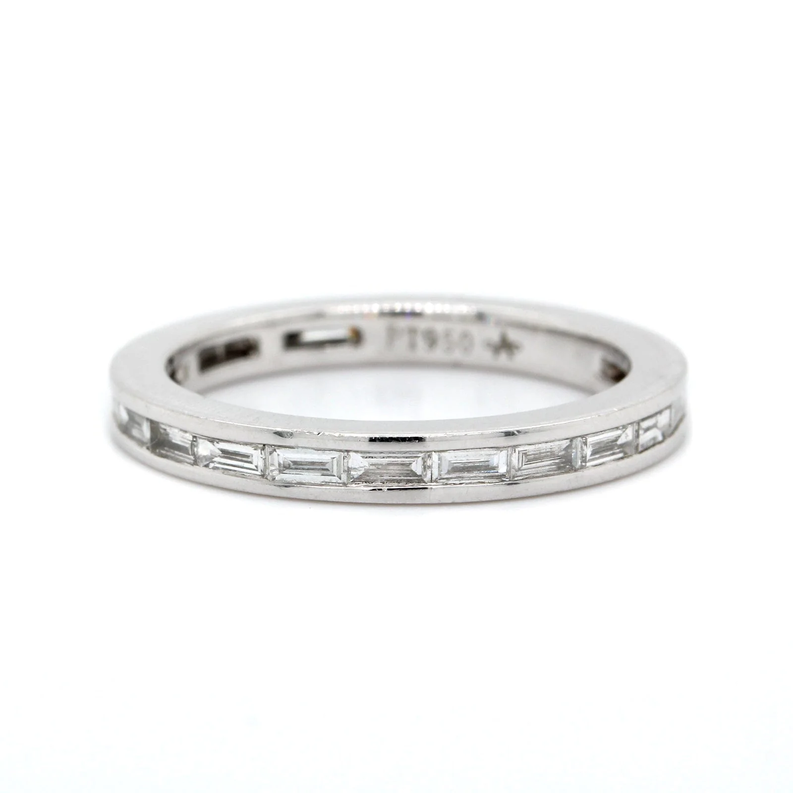 Platinum Channel Set Baguette Diamond Eternity Band