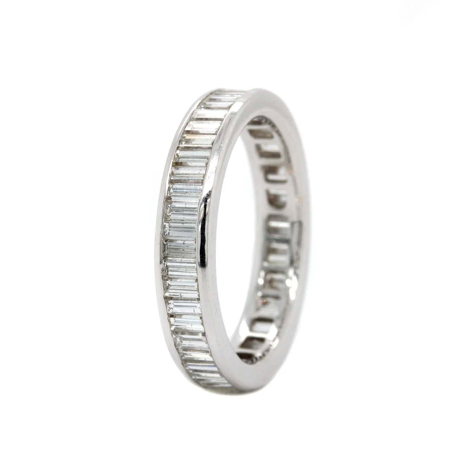 18K White Gold Channel Set Baguette Diamond Eternity Band - Image 2
