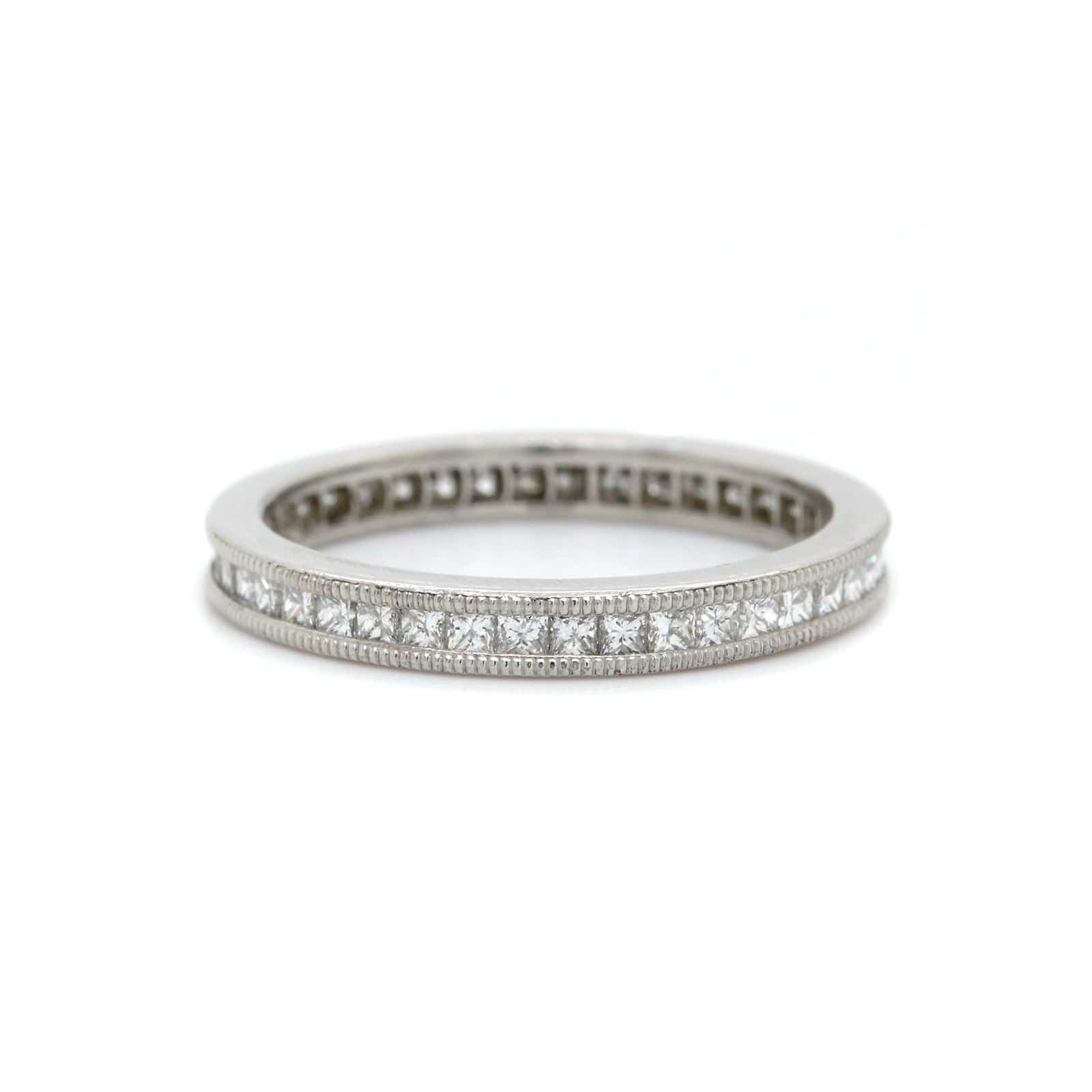 Platinum Channel Set Princess Cut Diamond Eternity Band