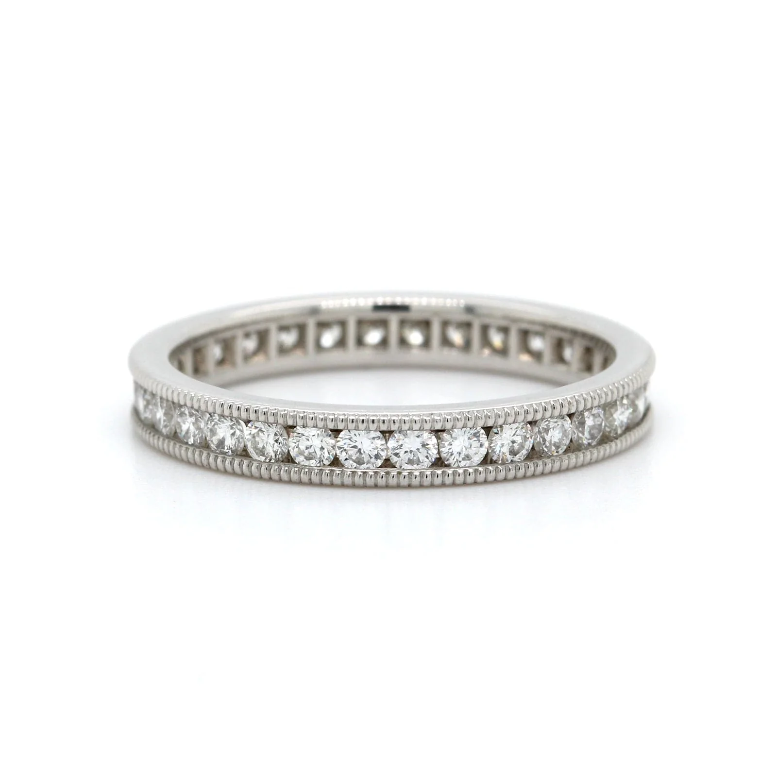 Platinum Channel Set Round Diamond Eternity Band