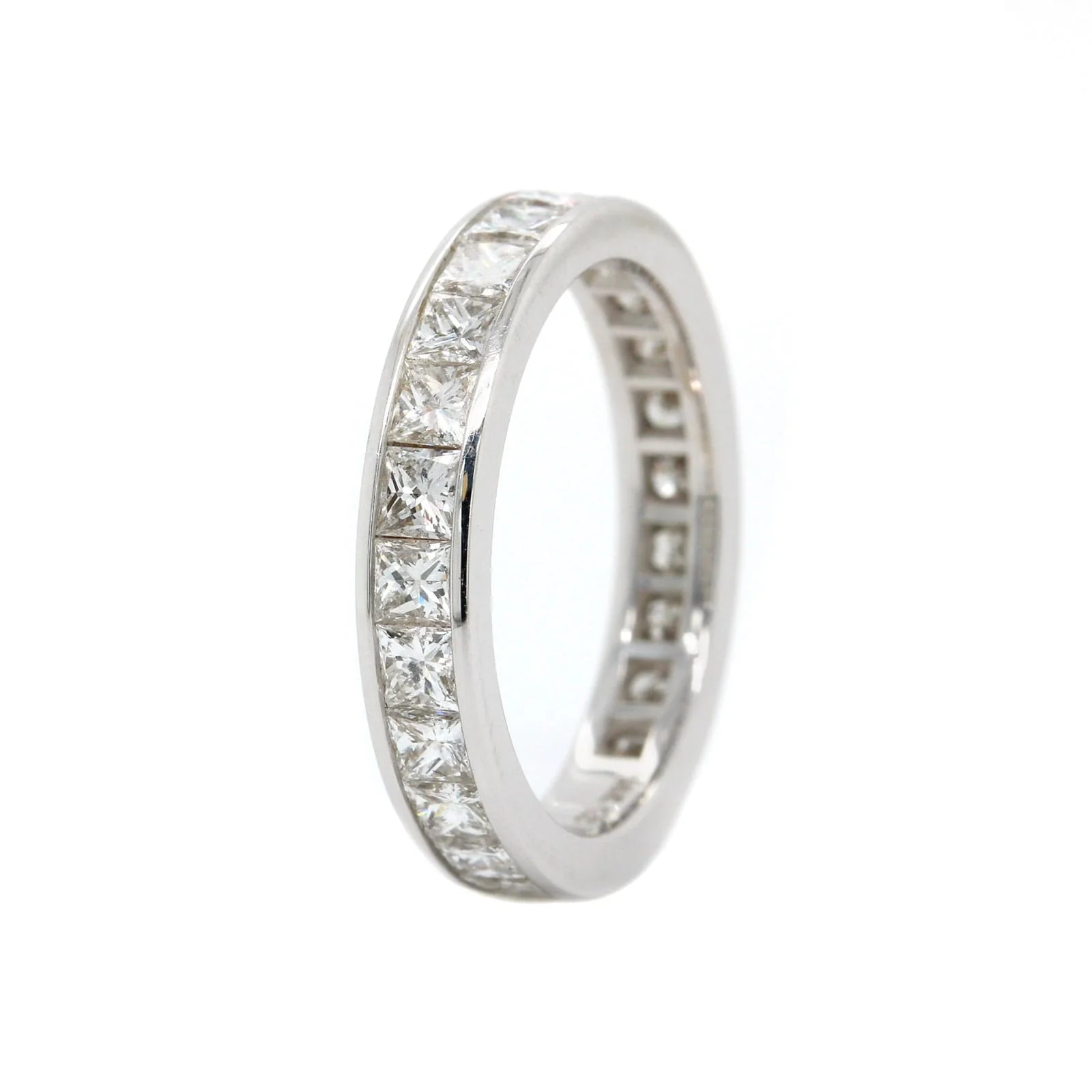 18K White Gold Channel Set Princess Cut Diamond Eternity Band - Image 2
