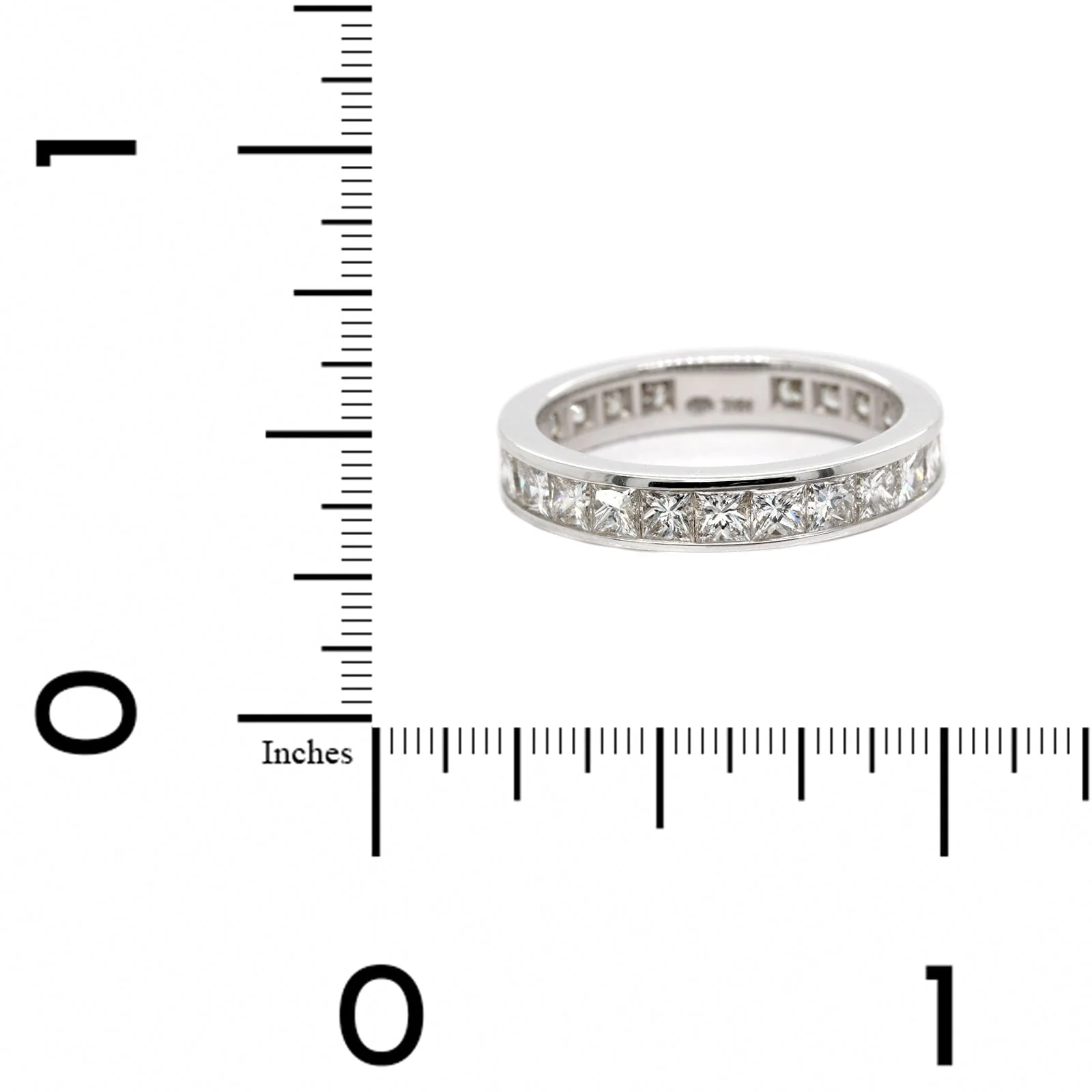18K White Gold Channel Set Princess Cut Diamond Eternity Band - Image 4